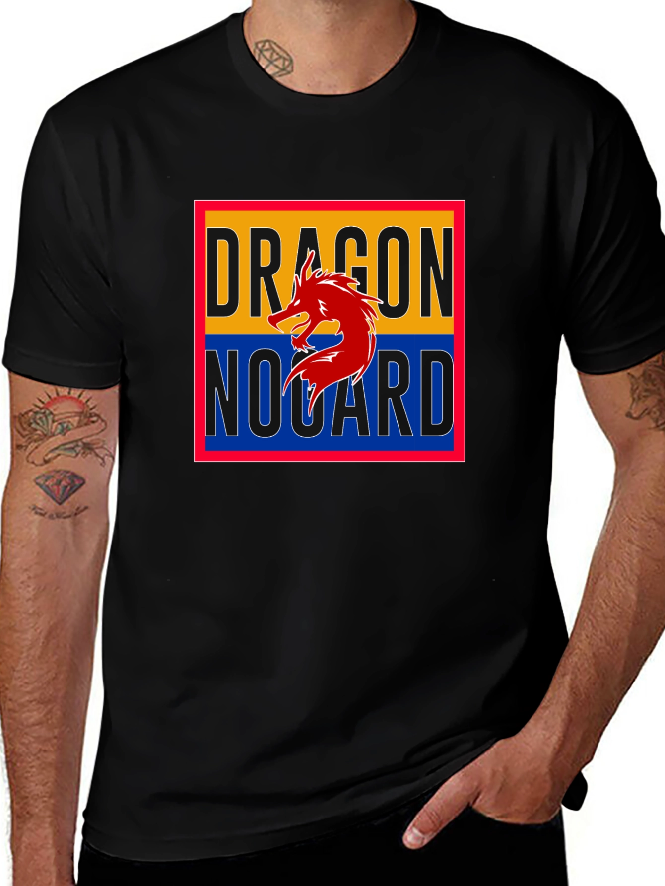 Variant 15 of Dragon Nouard Graphic Tee - Unique Design, Black Cotton
