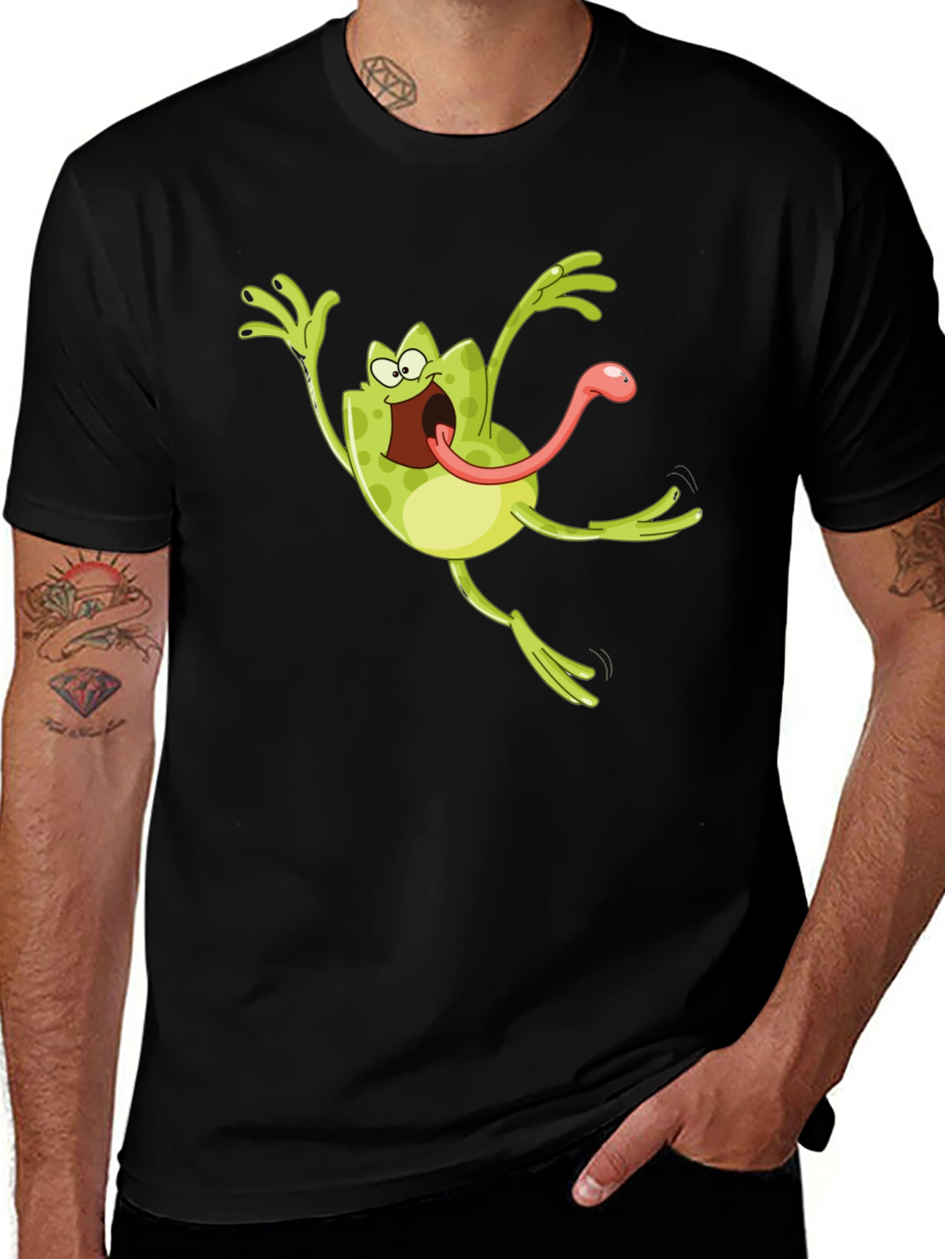 Variant 29 of Frog Tongue Funny Graphic Tee - Black