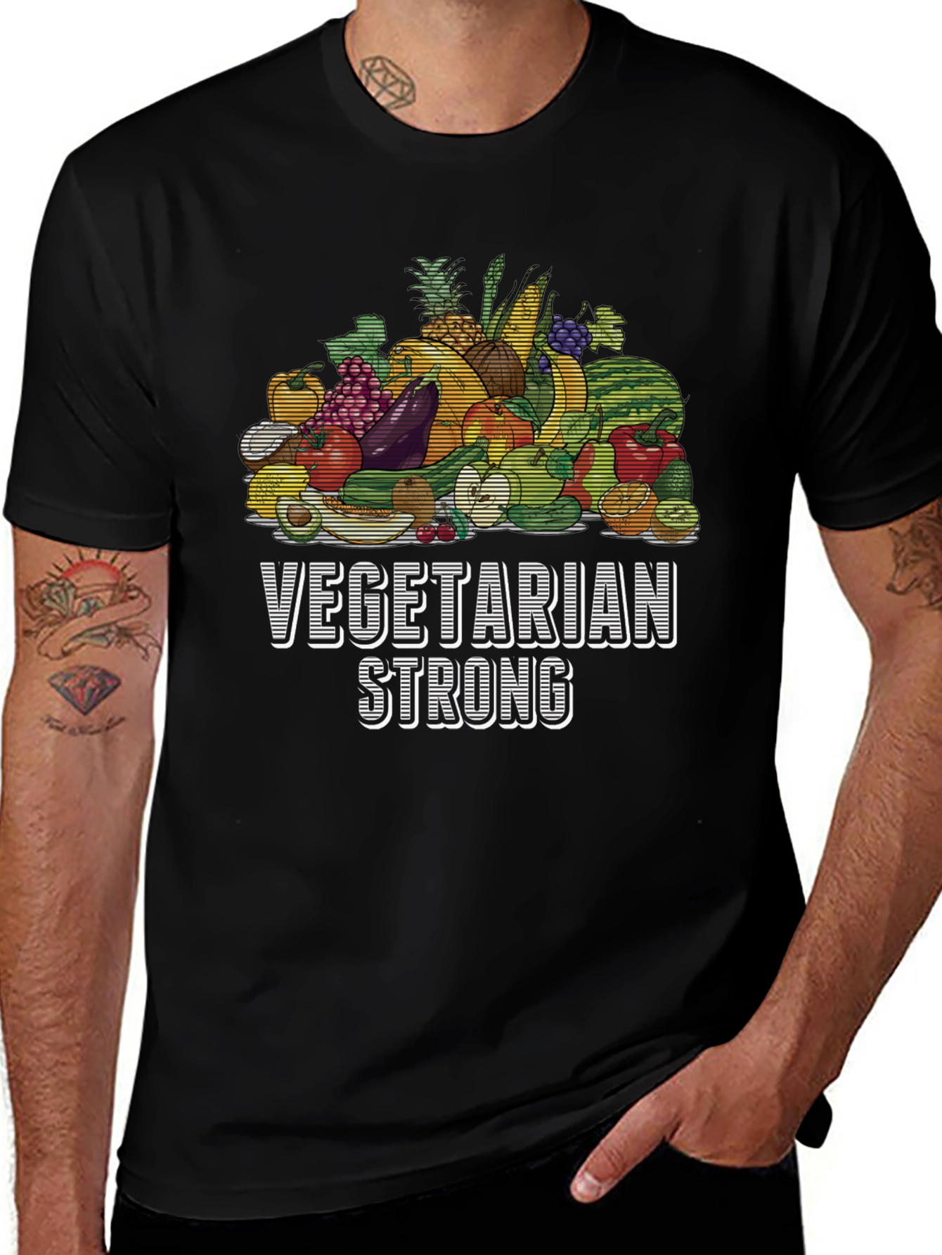 Variant 10 of Vegetarian Strong T-Shirt - Vegan Graphic Tee