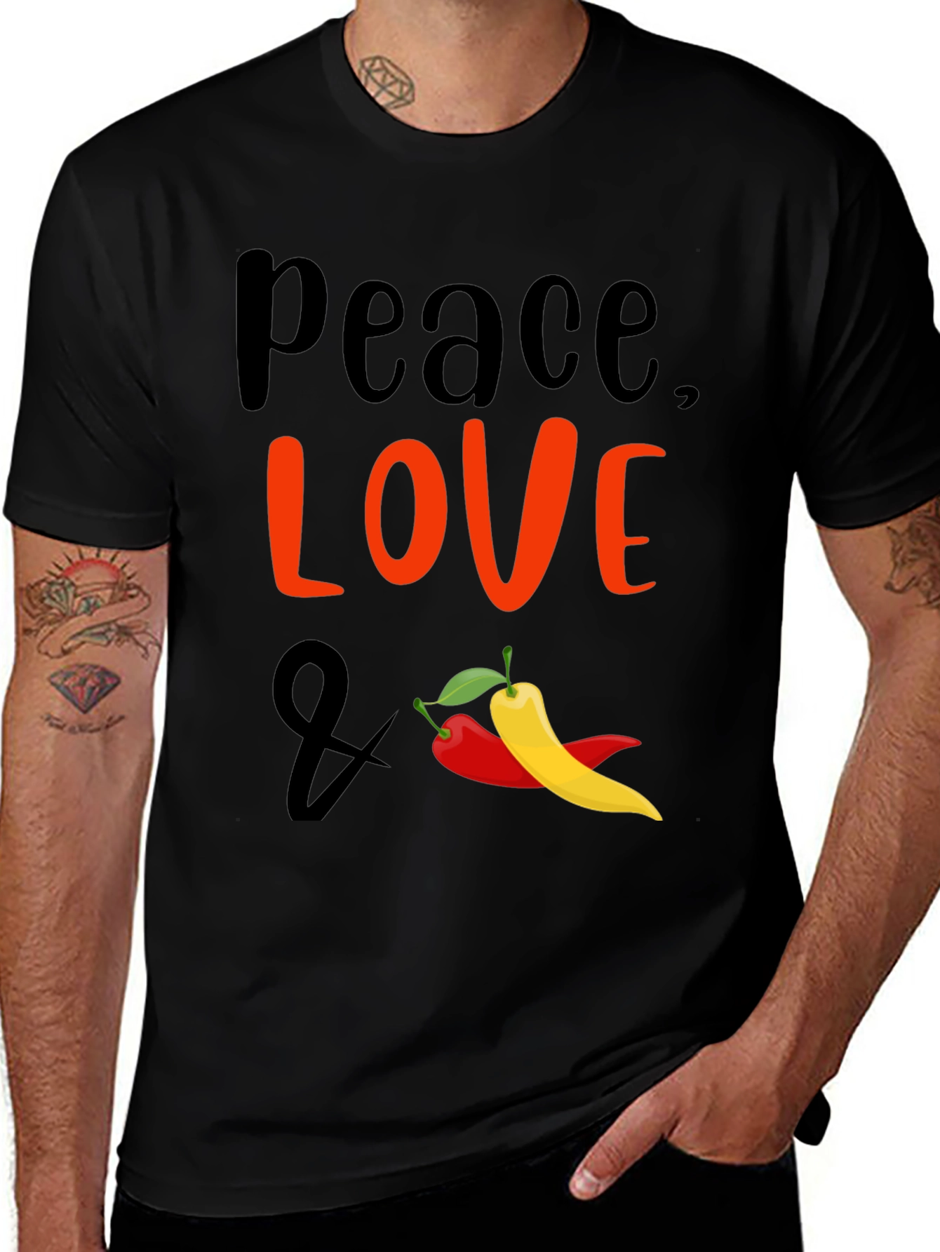 Variant 10 of Peace, Love & Peppers Graphic T-Shirt