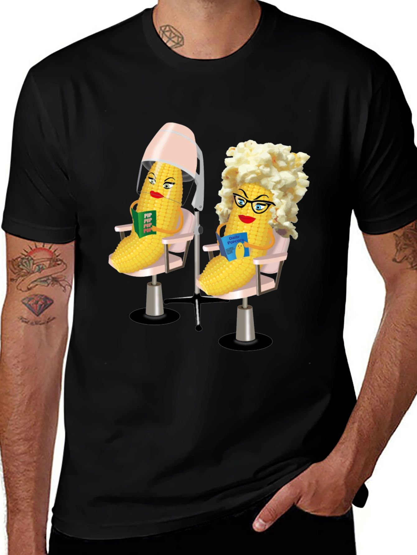 Funny Corn & Popcorn Hair Salon T-Shirt
