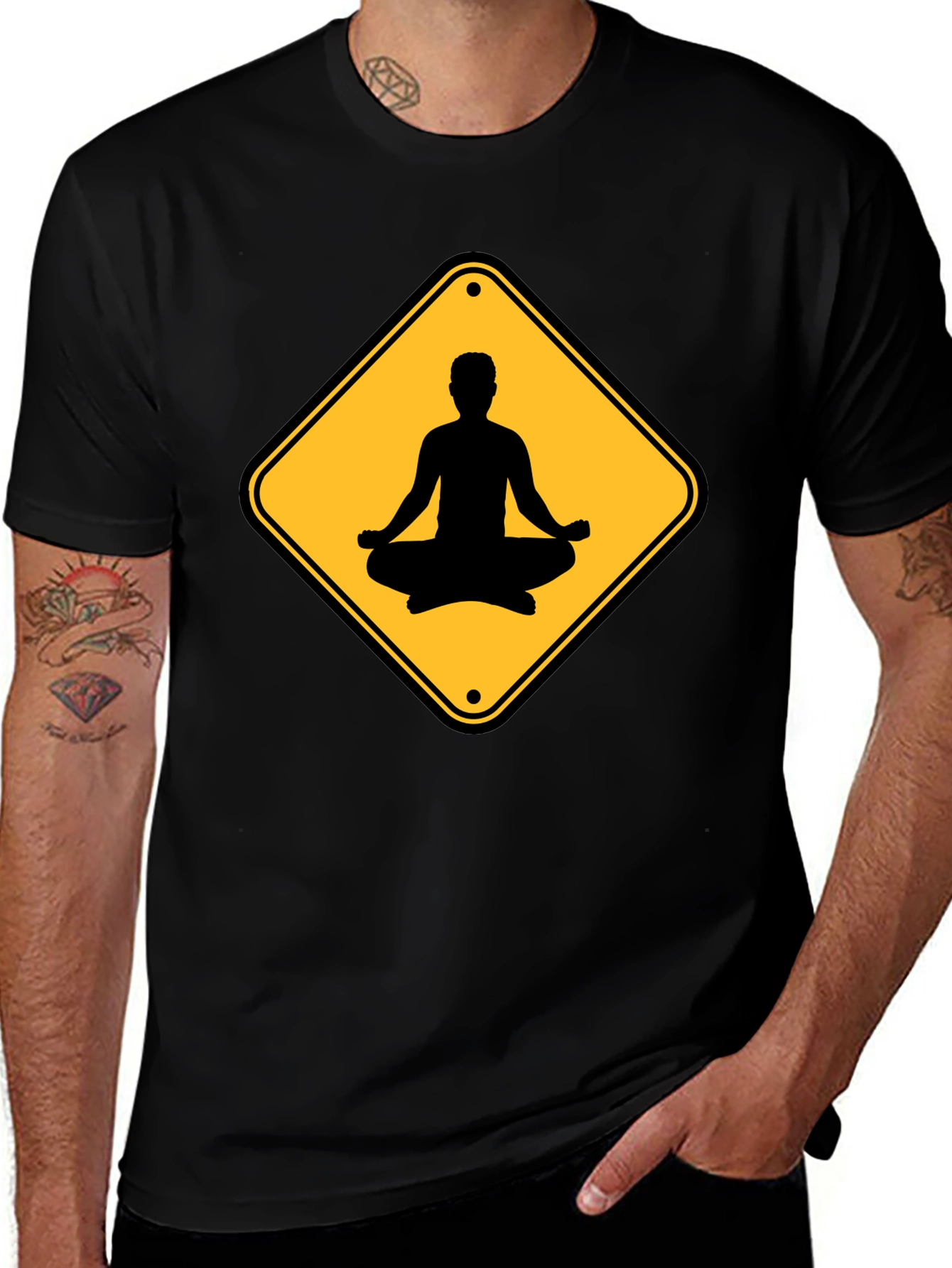 Variant 27 of Yoga Sign Black T-Shirt - Relax & Meditate