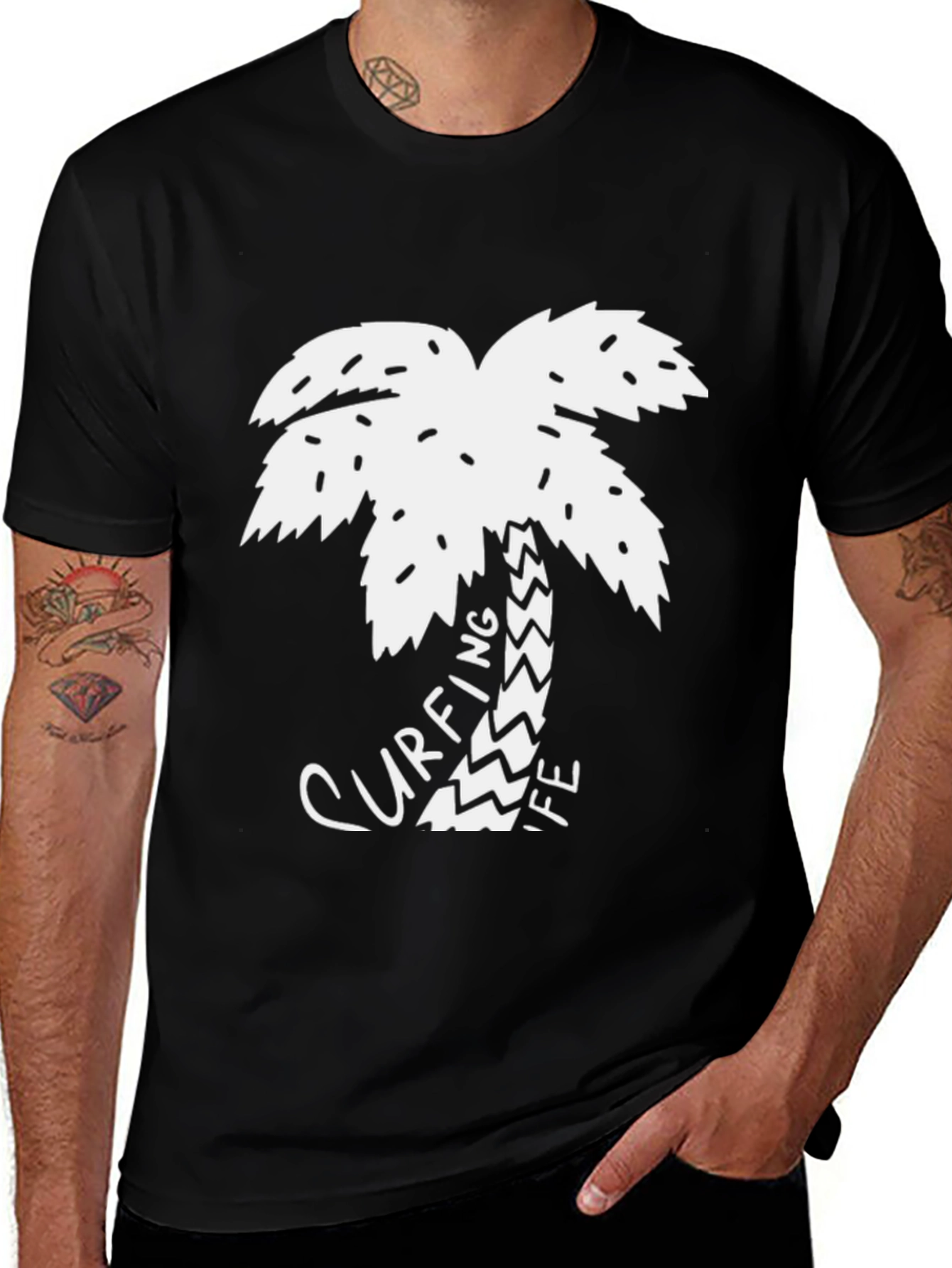 Variant 12 of Surfing Life Palm Tree Graphic Tee