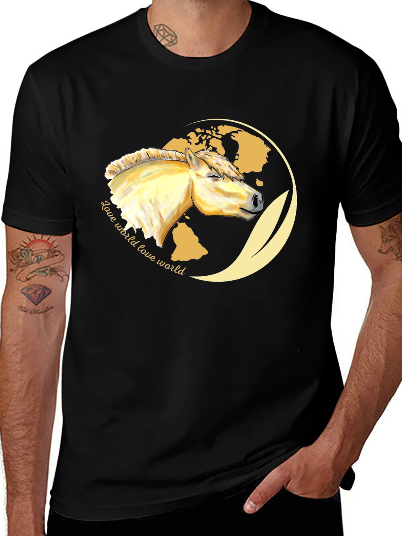 Variant 27 of Love World Horse Graphic T-Shirt