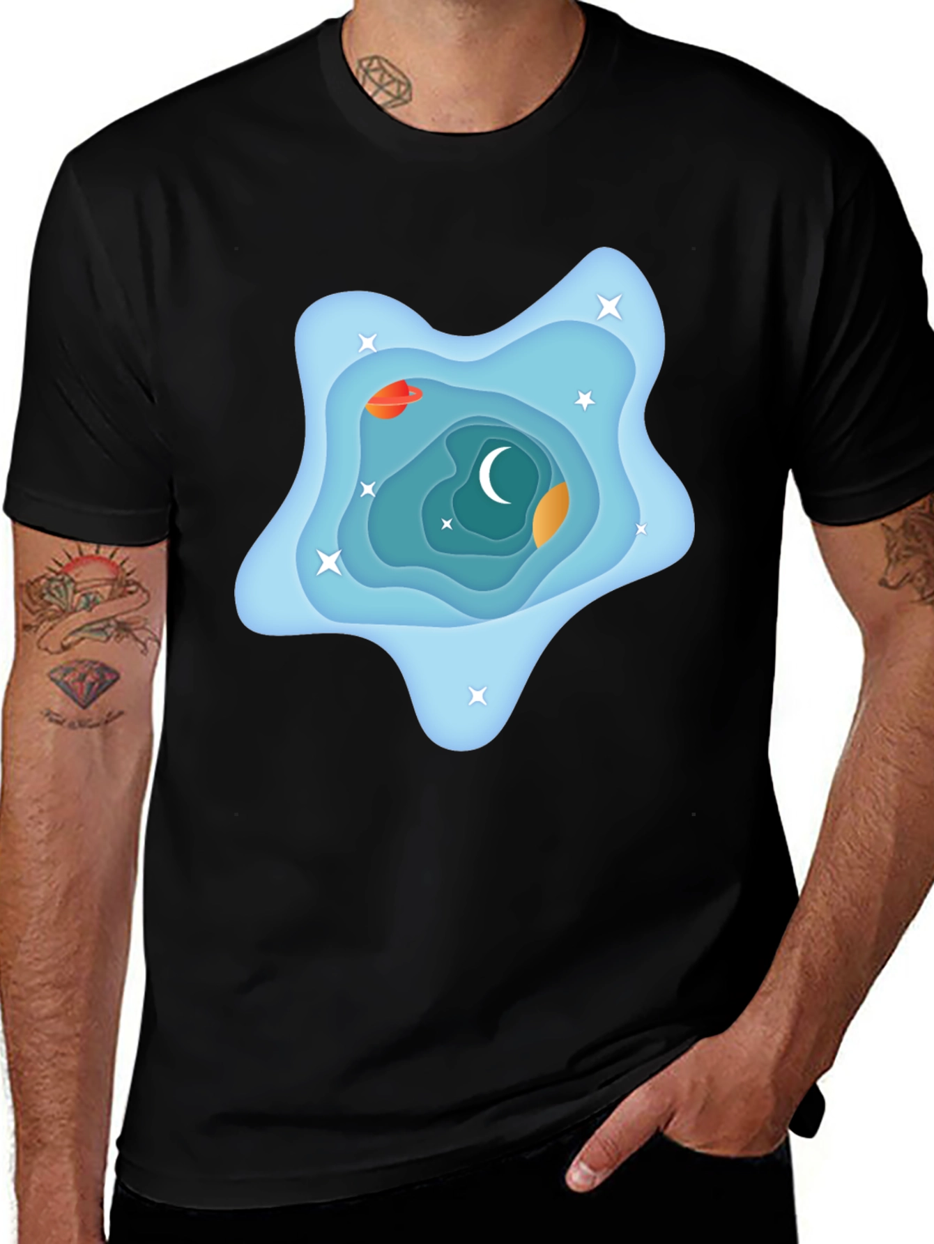Variant 13 of Galaxy Dream T-Shirt - Black Cotton Tee