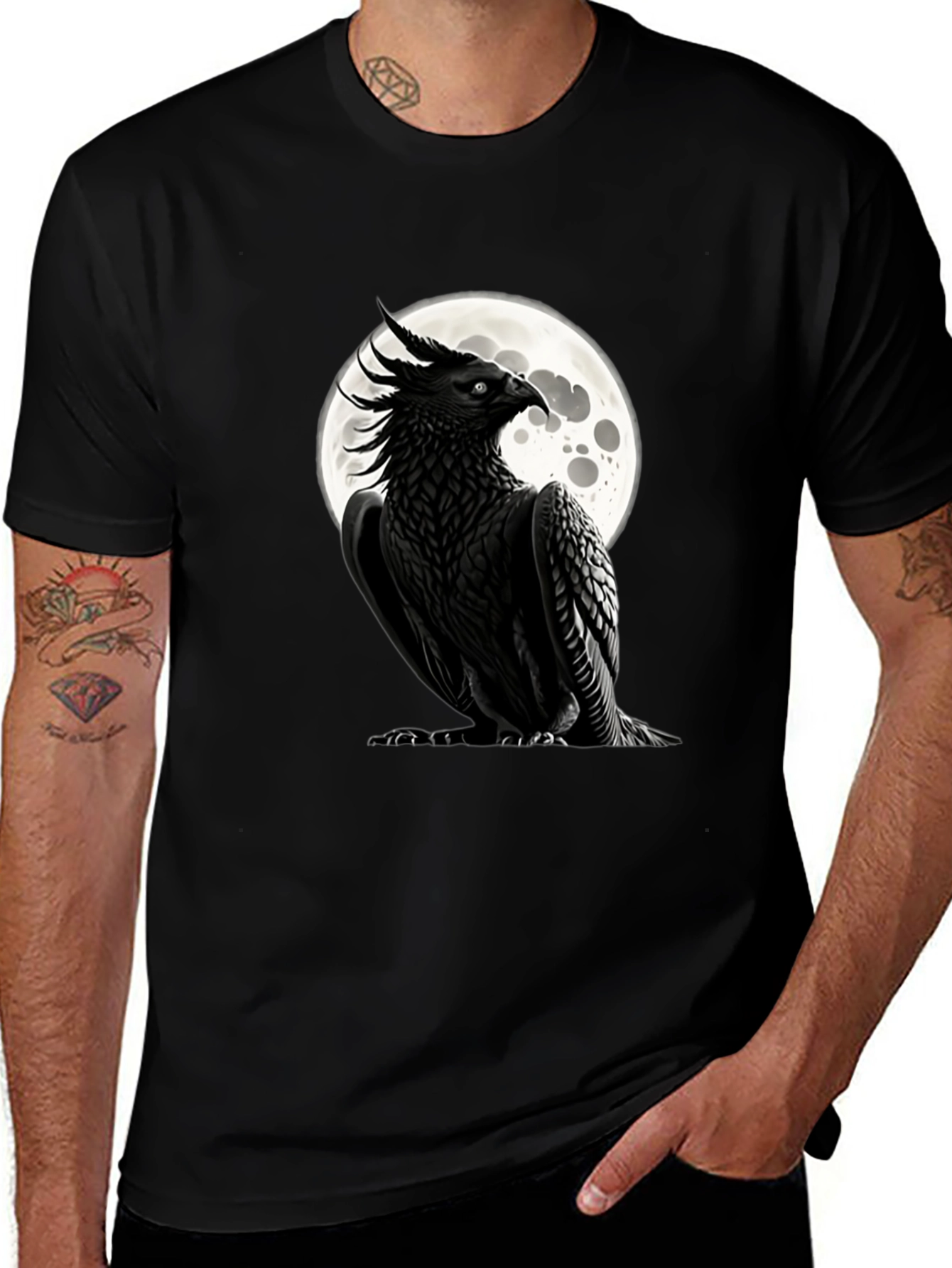 Variant 24 of Mystic Crow Graphic Tee - Black Cotton