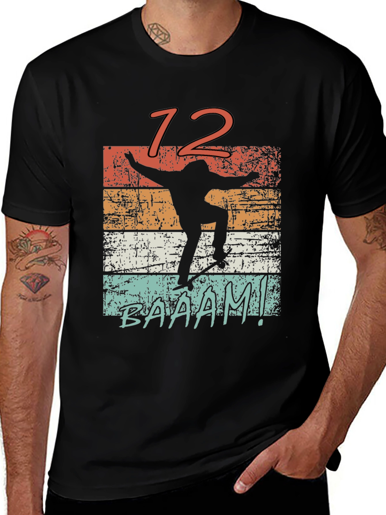 Variant 3 of Retro Skater Tee - 'BAAAM!' Design