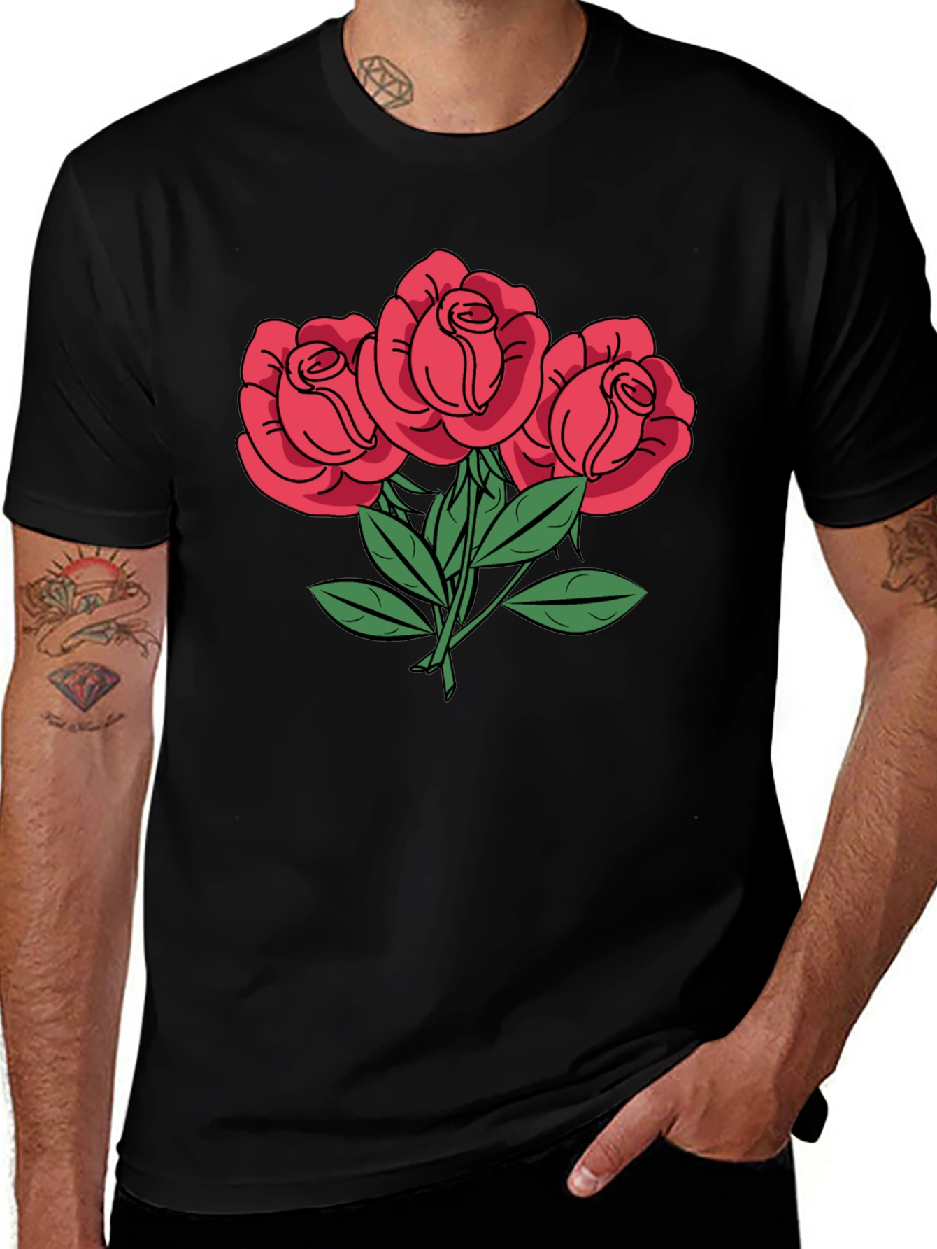 Variant 30 of Floral Roses Graphic Tee - Stylish Comfort