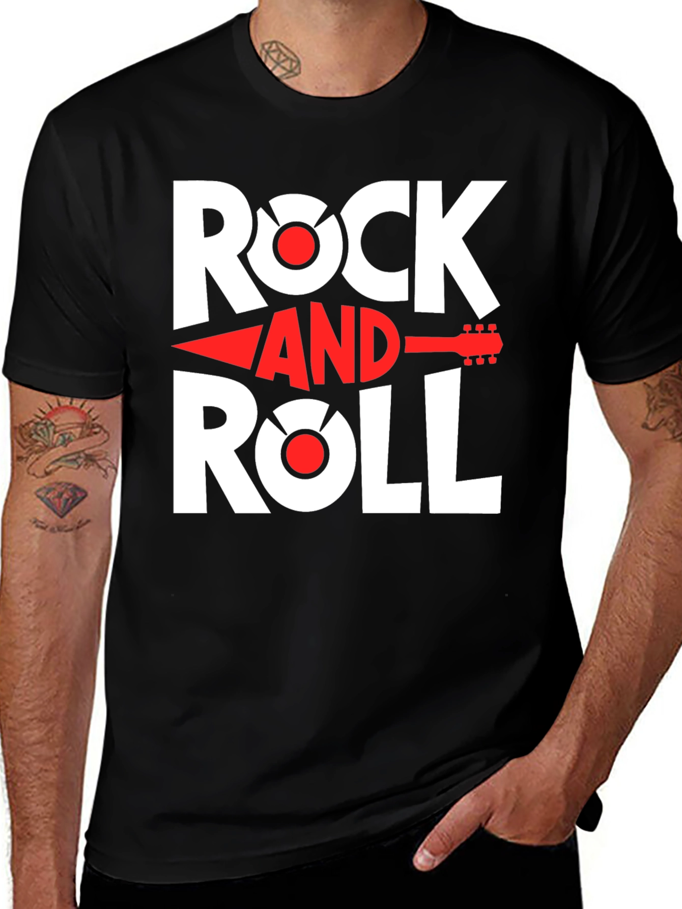 Variant 6 of Rock and Roll Graphic Tee - Black Cotton T-Shirt