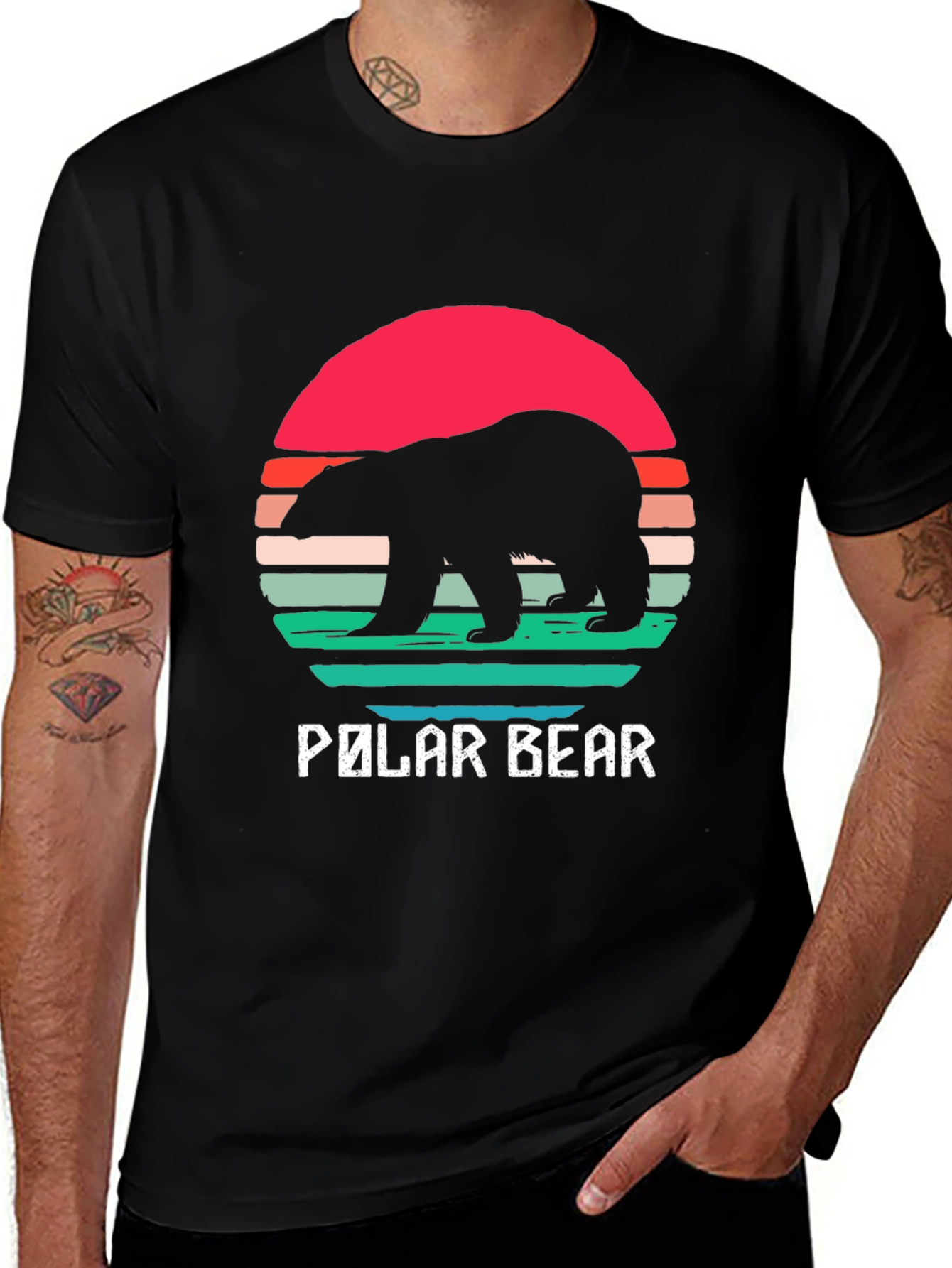 Variant 26 of Polar Bear Sunset T-Shirt - Retro Style