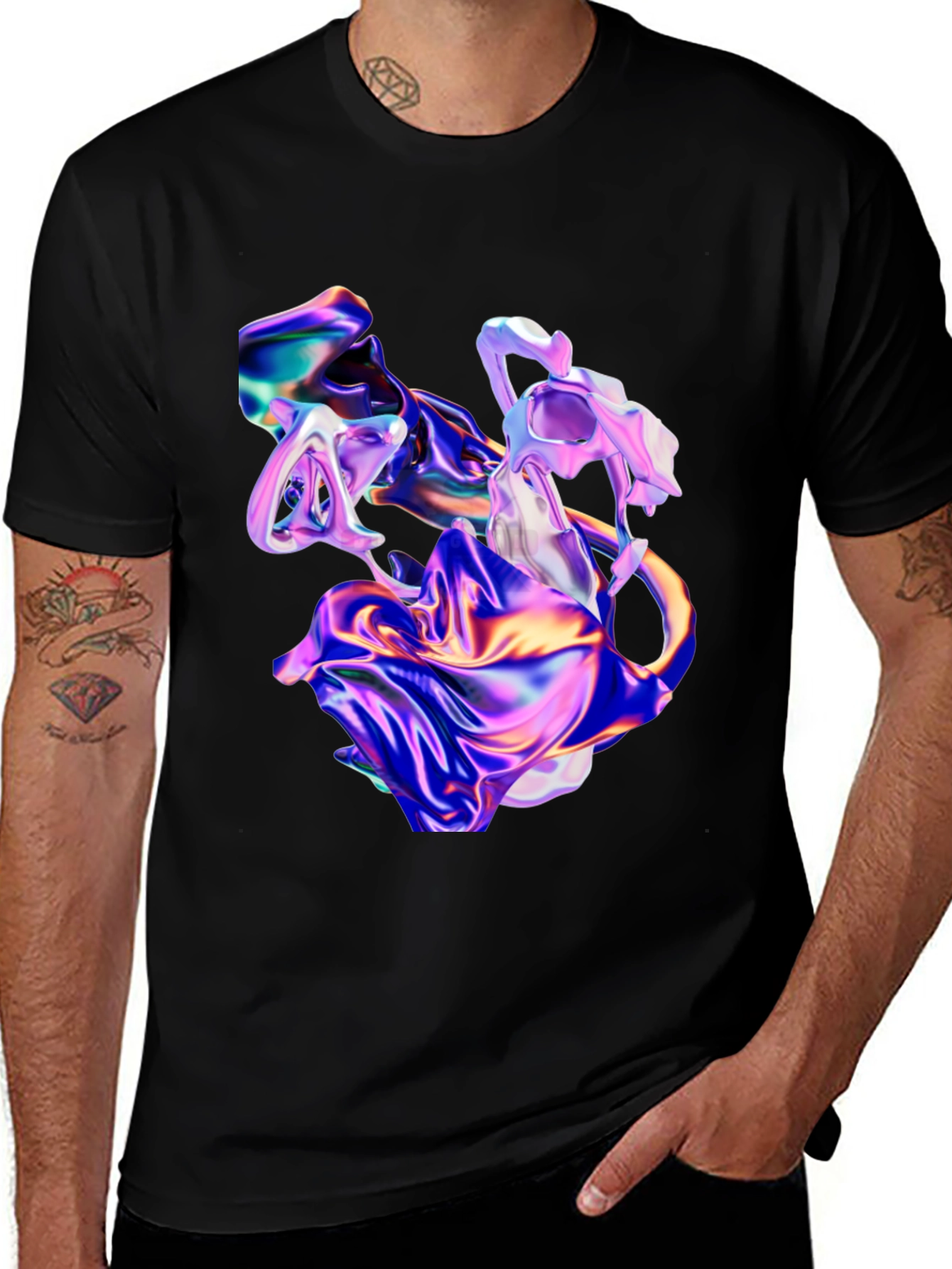 Variant 29 of Iridescent Abstract Art Black T-Shirt