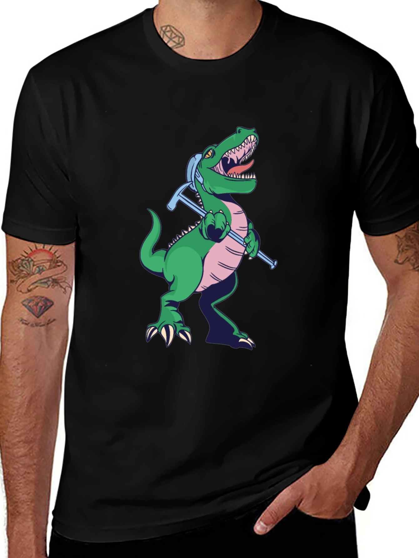 Variant 15 of Dino Pickaxe T-Shirt - Black Cotton Blend