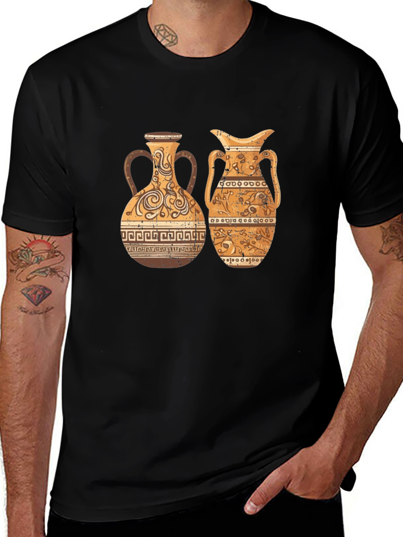 Antique Vase Design Black T-Shirt