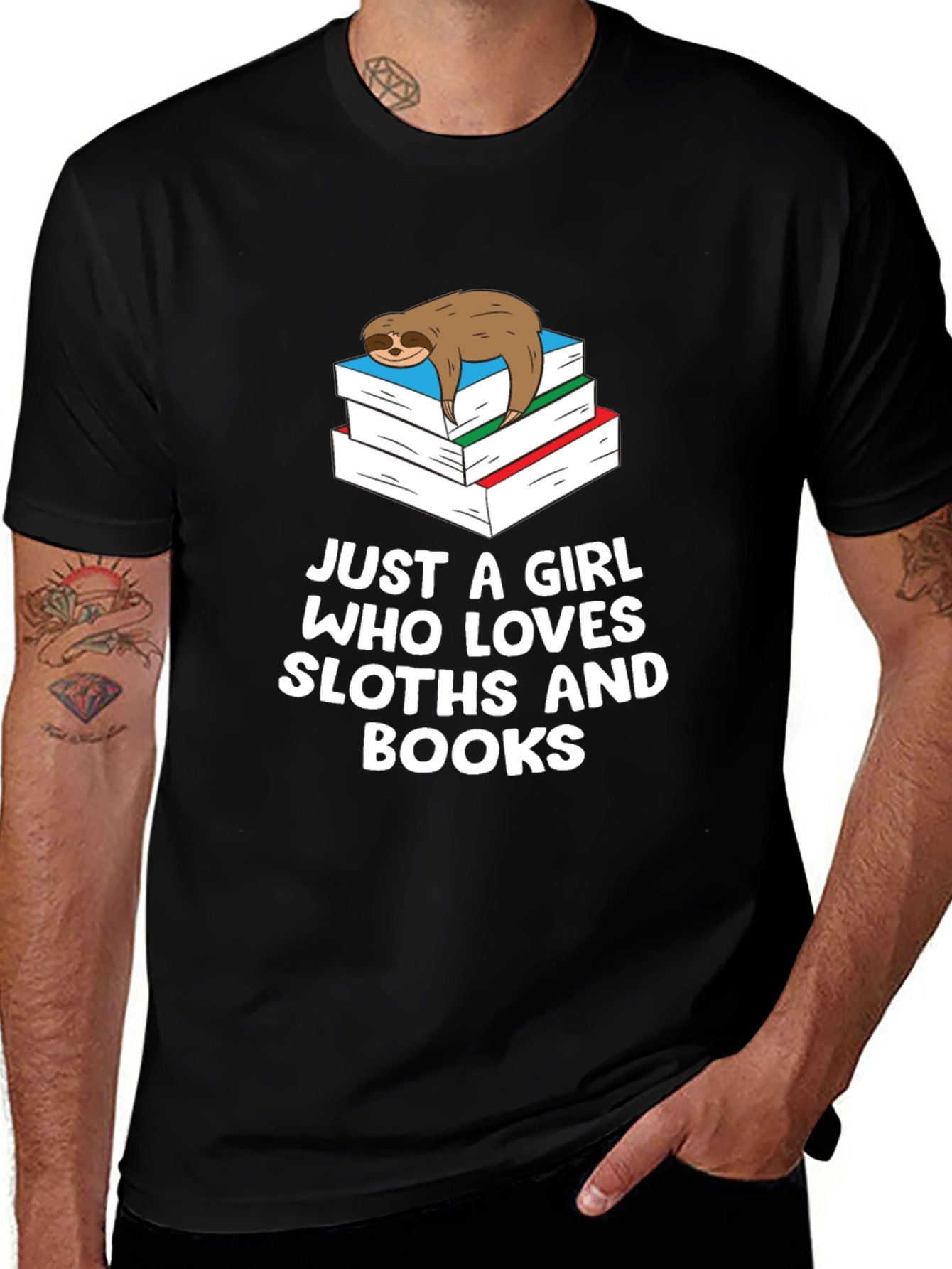 Variant 28 of Sloth and Books Graphic T-Shirt