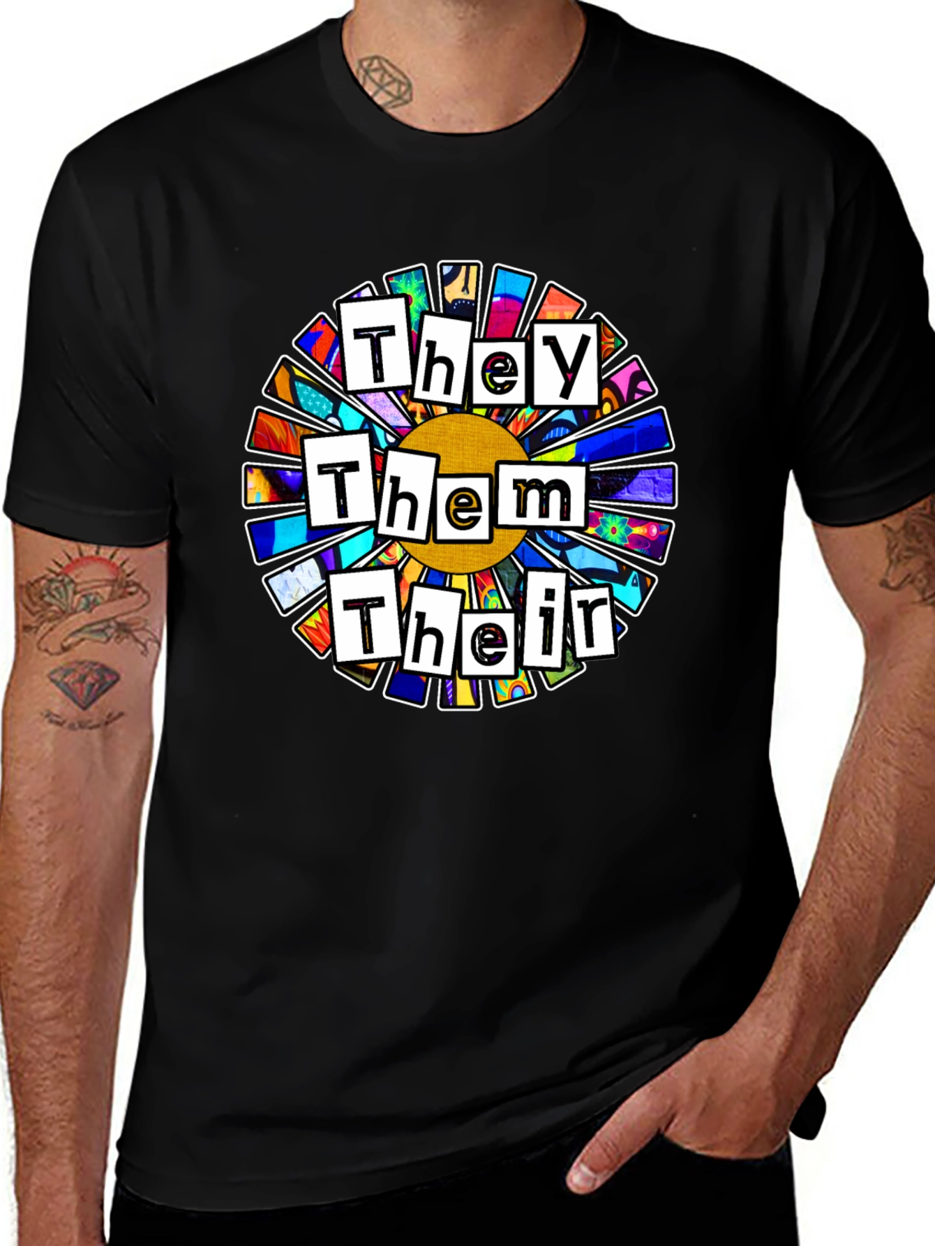 Variant 28 of Pronoun Flower T-Shirt - They Them Their Pride Tee