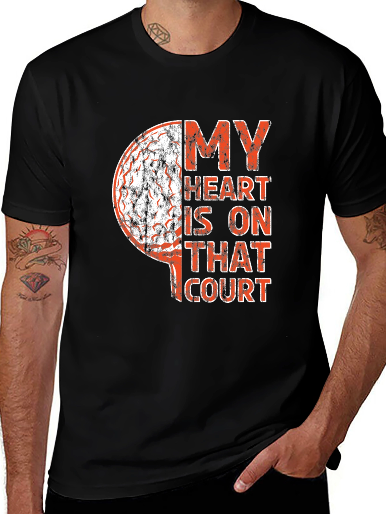 Black Basketball Heart Graphic Tee - Sports Fan Apparel main image