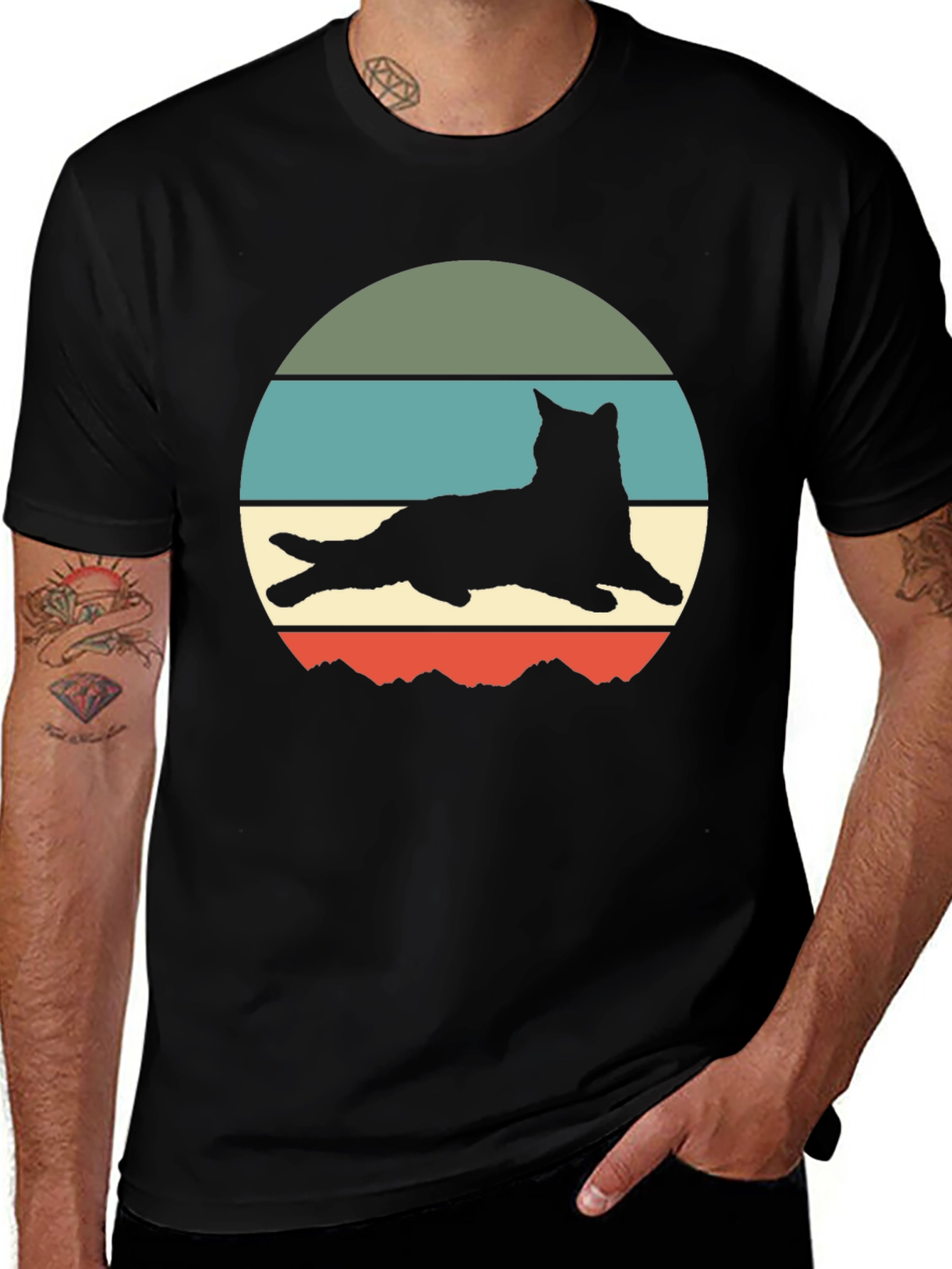 Variant 19 of Retro Cat Silhouette Graphic Tee