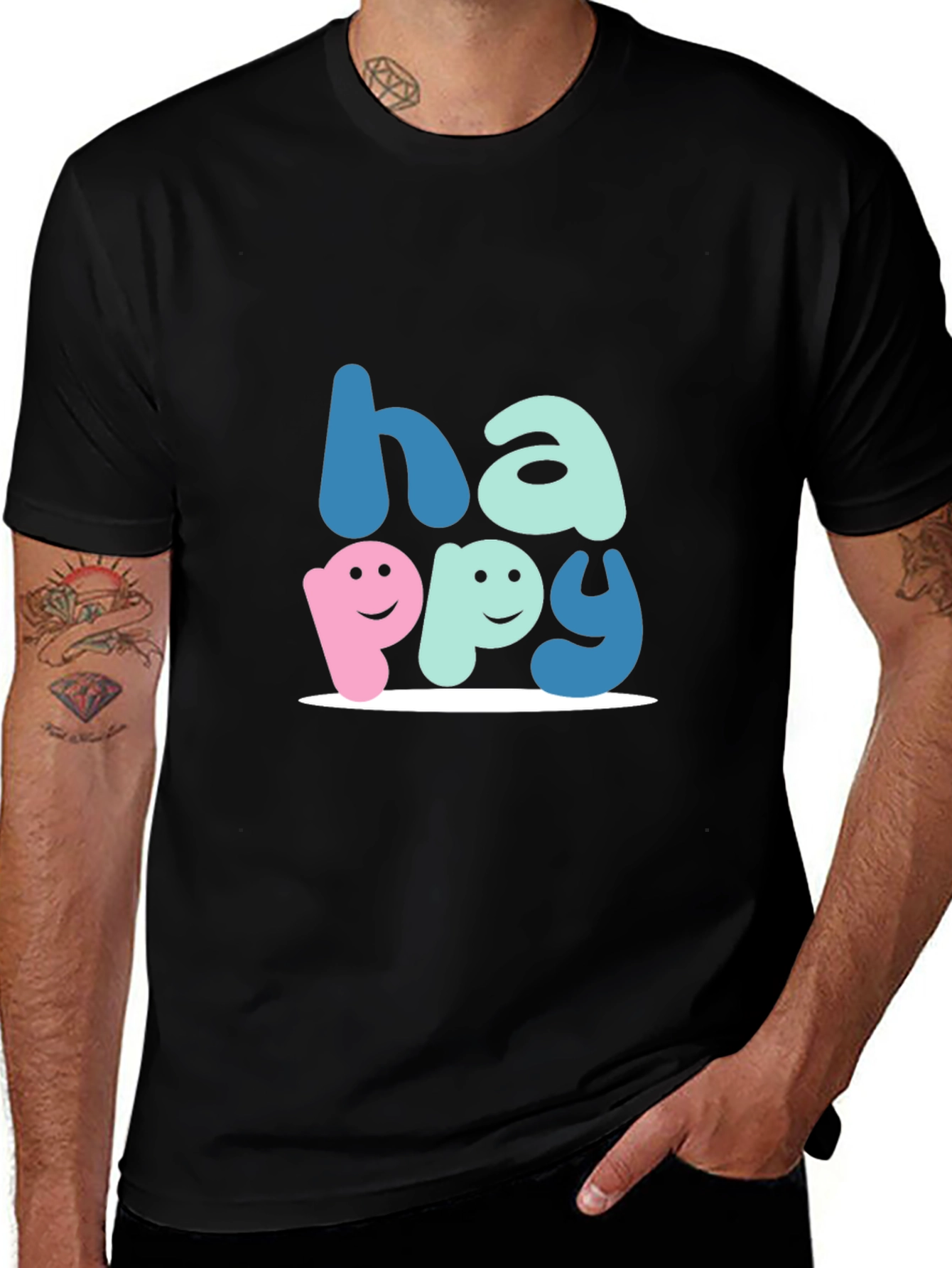 Happy Graphic Tee - Soft Cotton Blend, Unisex Fit
