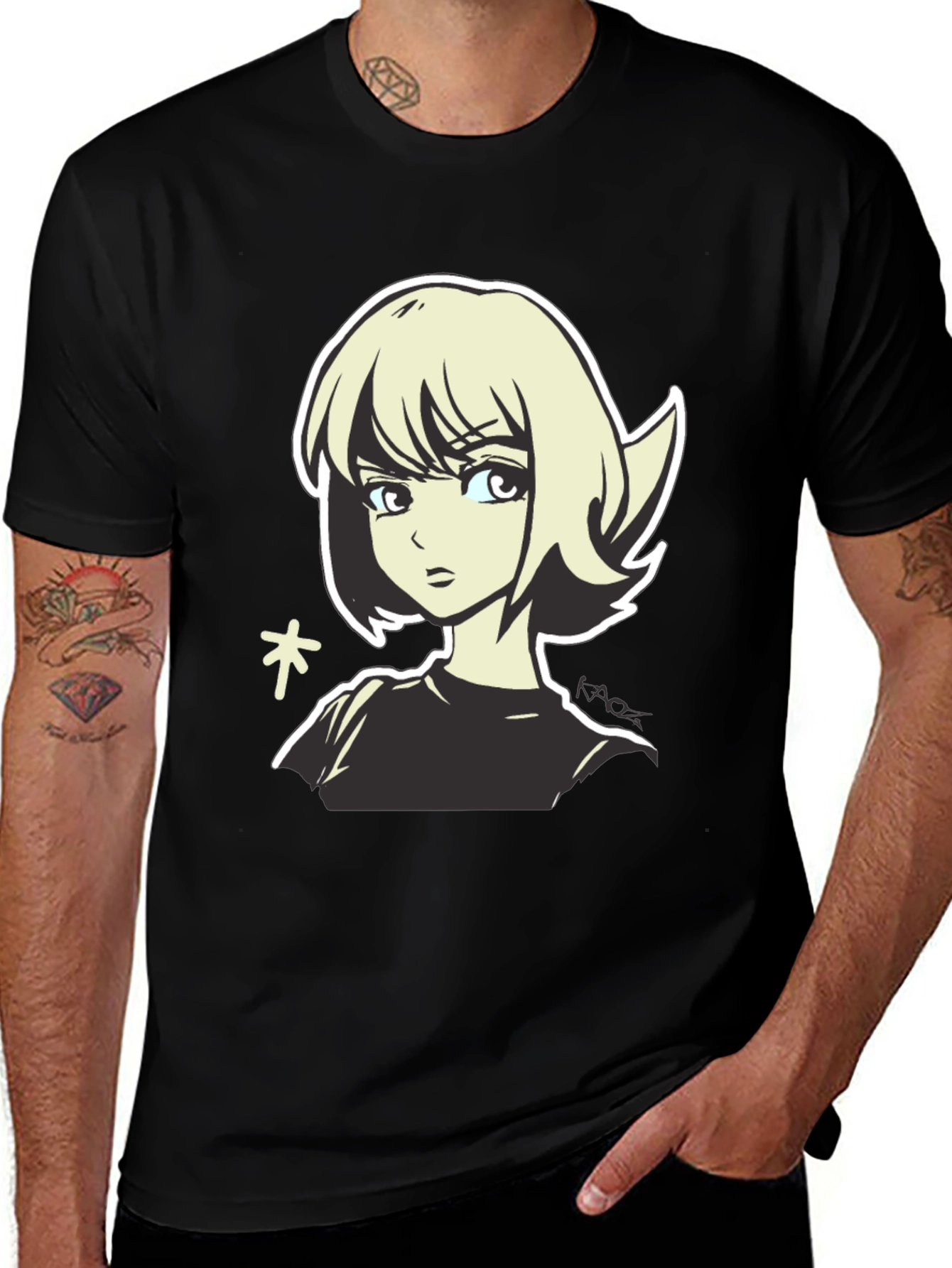 Variant 21 of Anime Girl Graphic Tee - Casual Black T-Shirt