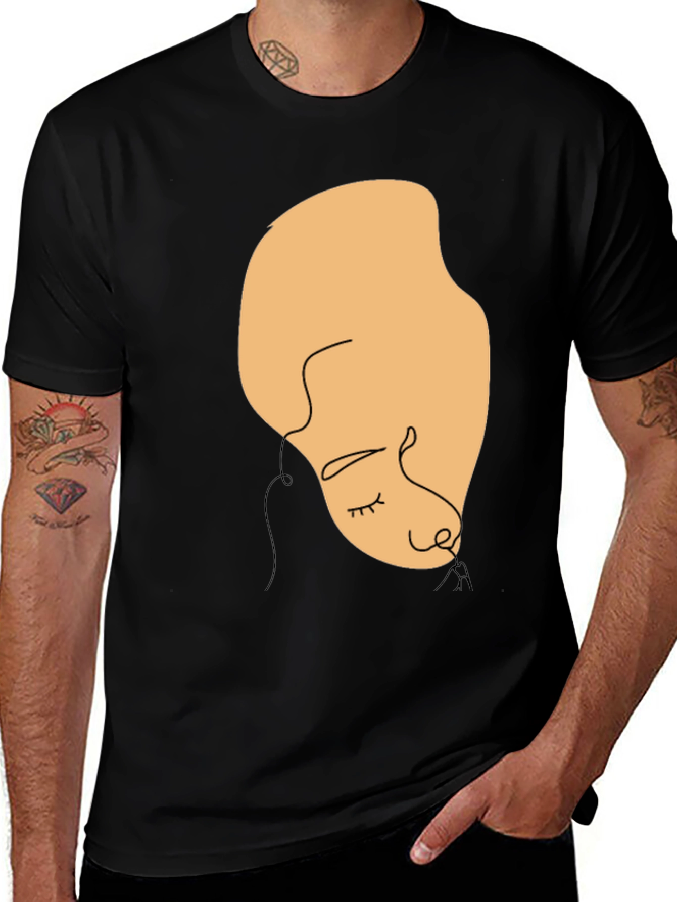 Variant 29 of Abstract Face Graphic Black T-Shirt