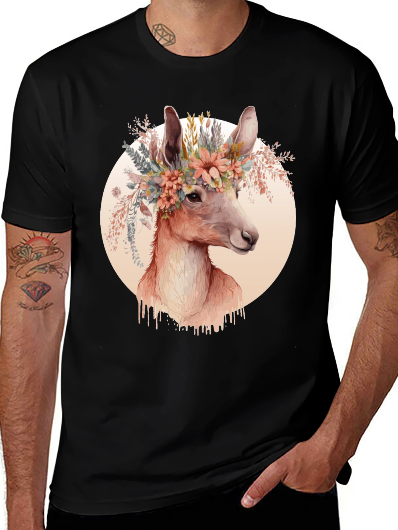 Variant 6 of Floral Deer Graphic Tee - Trendy Unisex Shirt