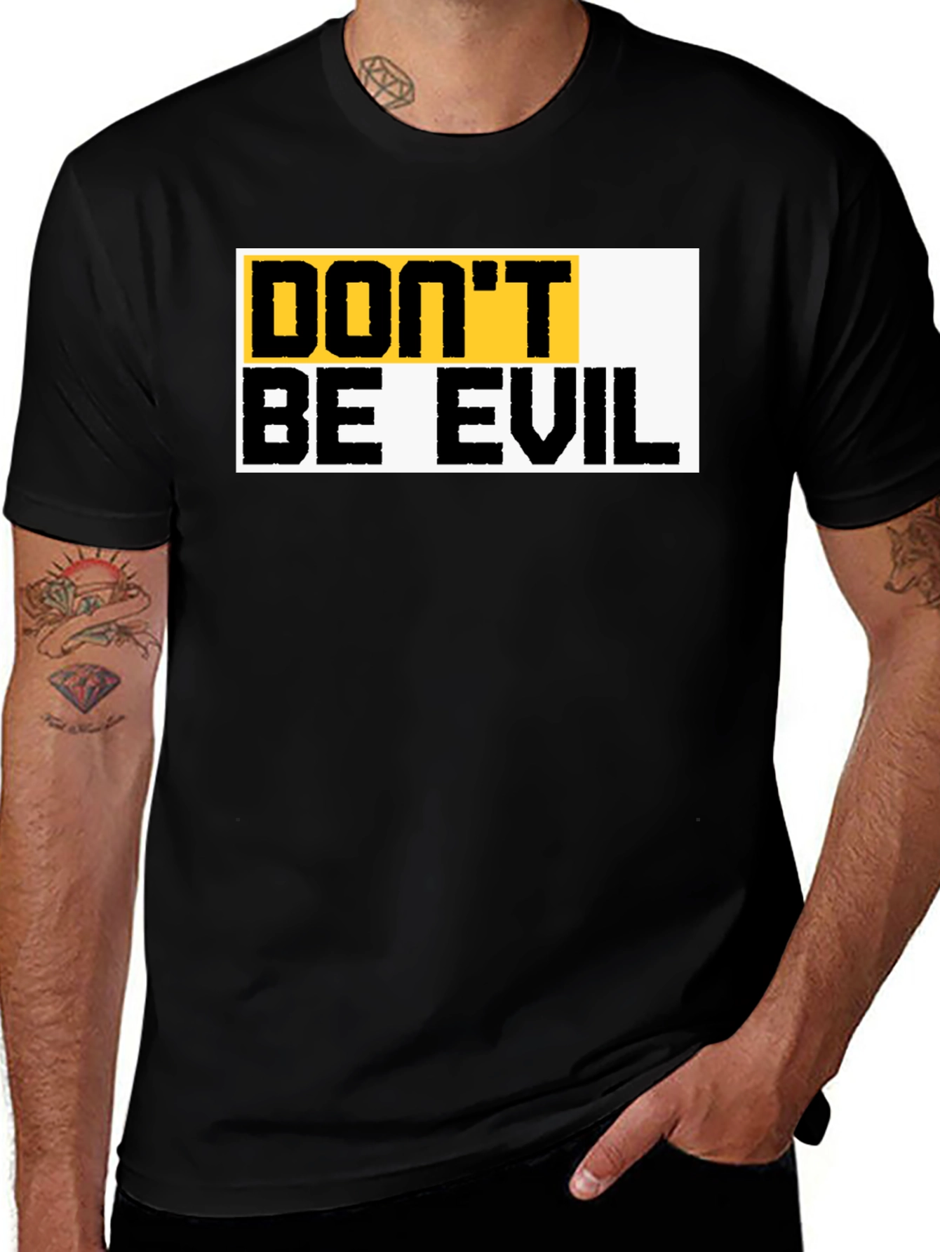 Variant 11 of Don't Be Evil Graphic Tee - Black Crew Neck T-Shirt