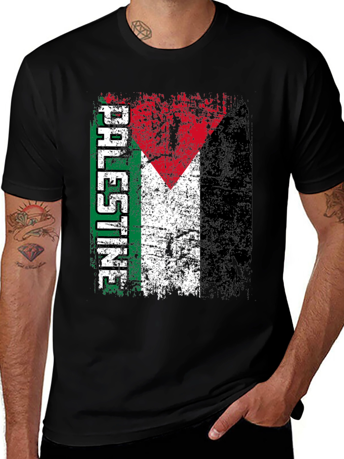Palestine Flag T-Shirt - Distressed Graphic Tee