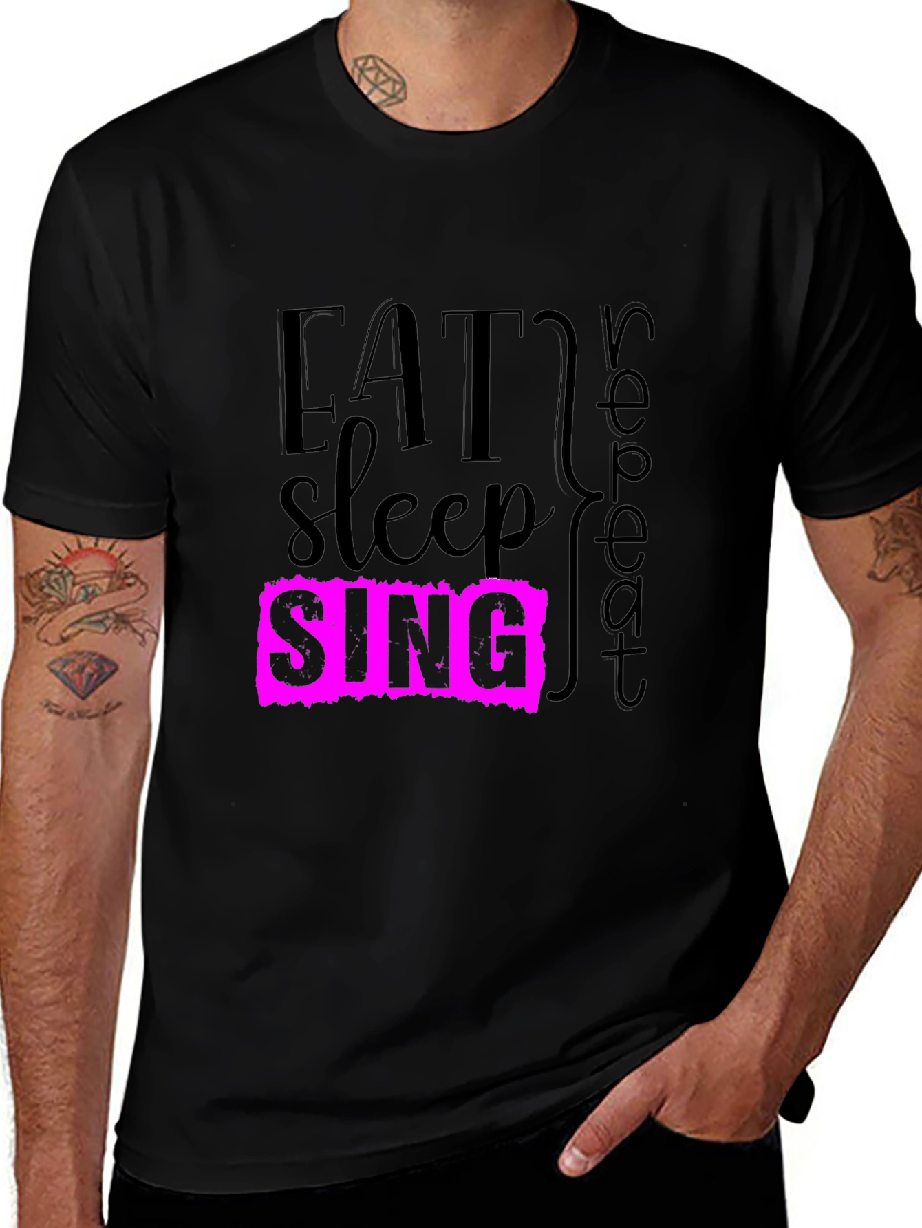 Variant 9 of Eat Sleep Sing Repeat T-Shirt - Music Lover Tee