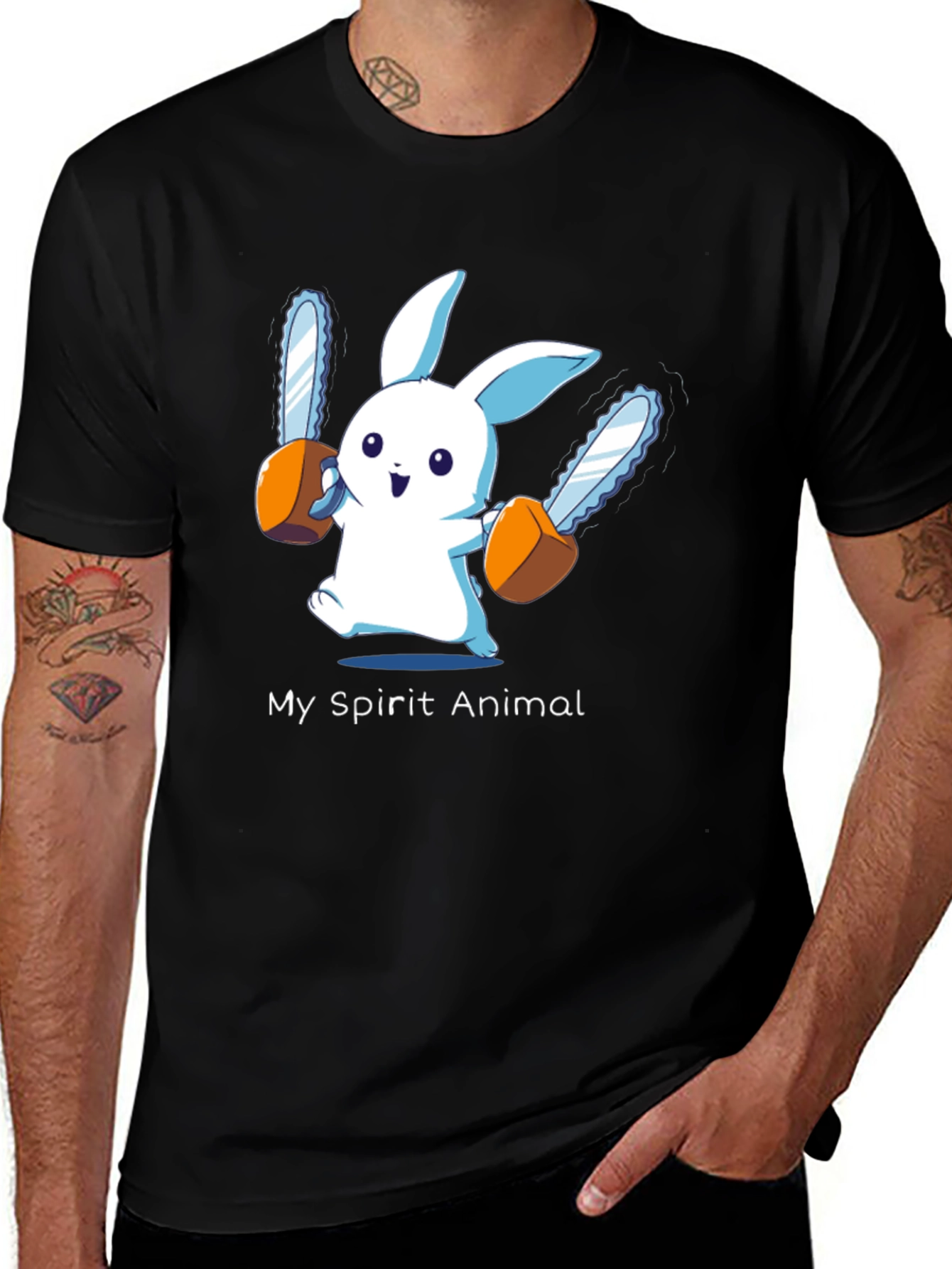 Variant 17 of My Spirit Animal Chainsaw Bunny Graphic Tee