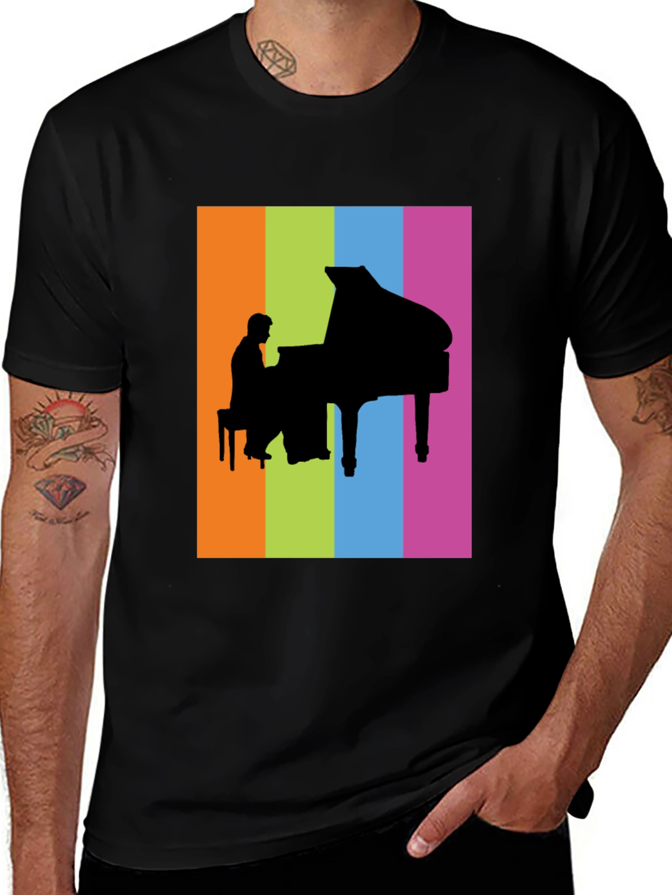 Variant 8 of Piano Player Graphic Tee - Colorful Music T-Shirt