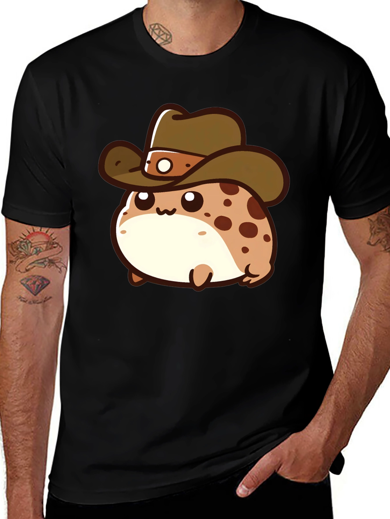 Variant 26 of Cartoon Cowboy Frog T-Shirt - Black
