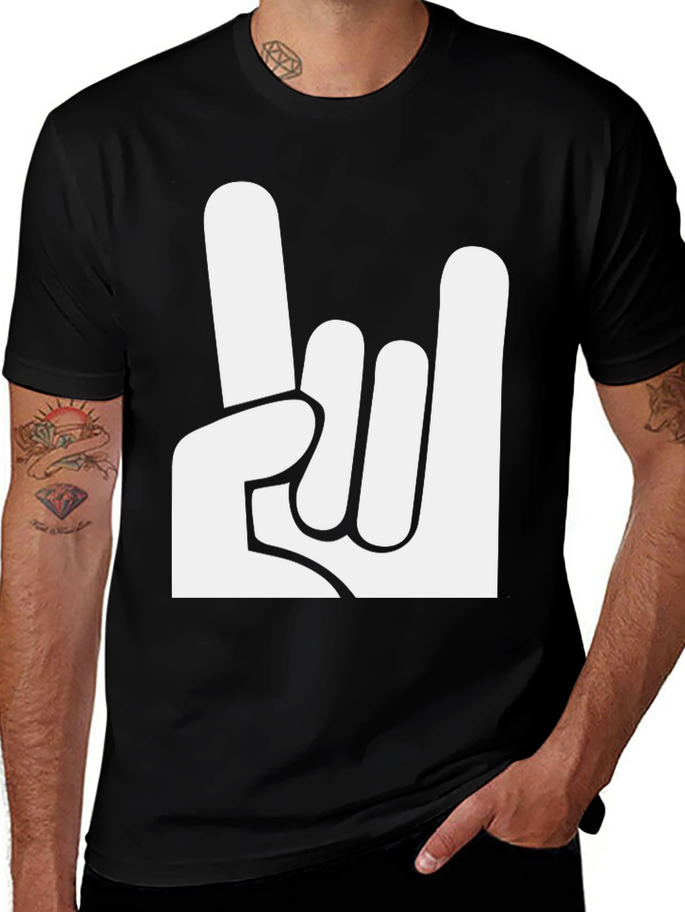 Variant 16 of Rock On! Graphic Tee - Black Cotton T-Shirt