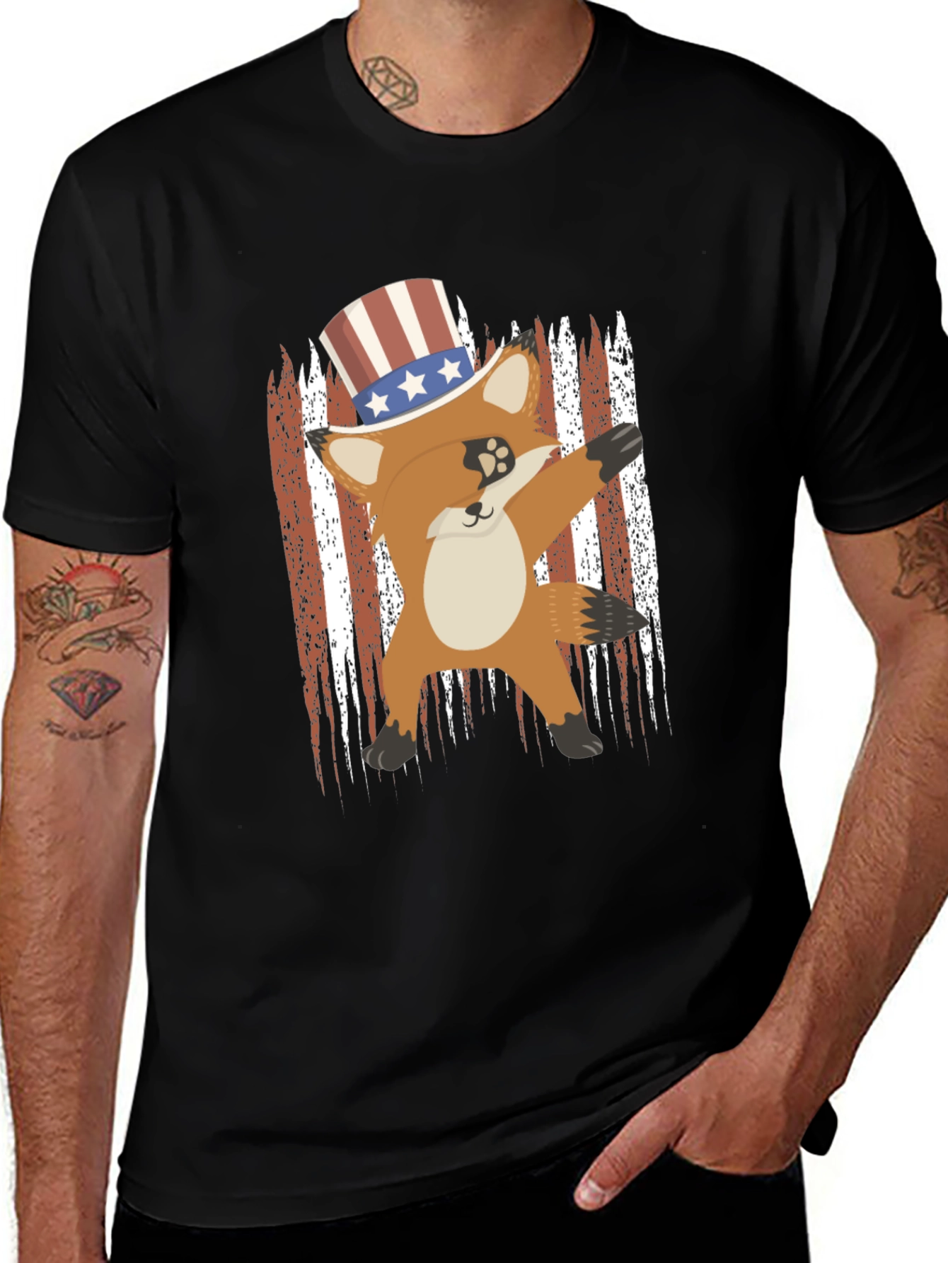 Variant 24 of Patriotic Fox Dabbing T-Shirt - USA Pride!