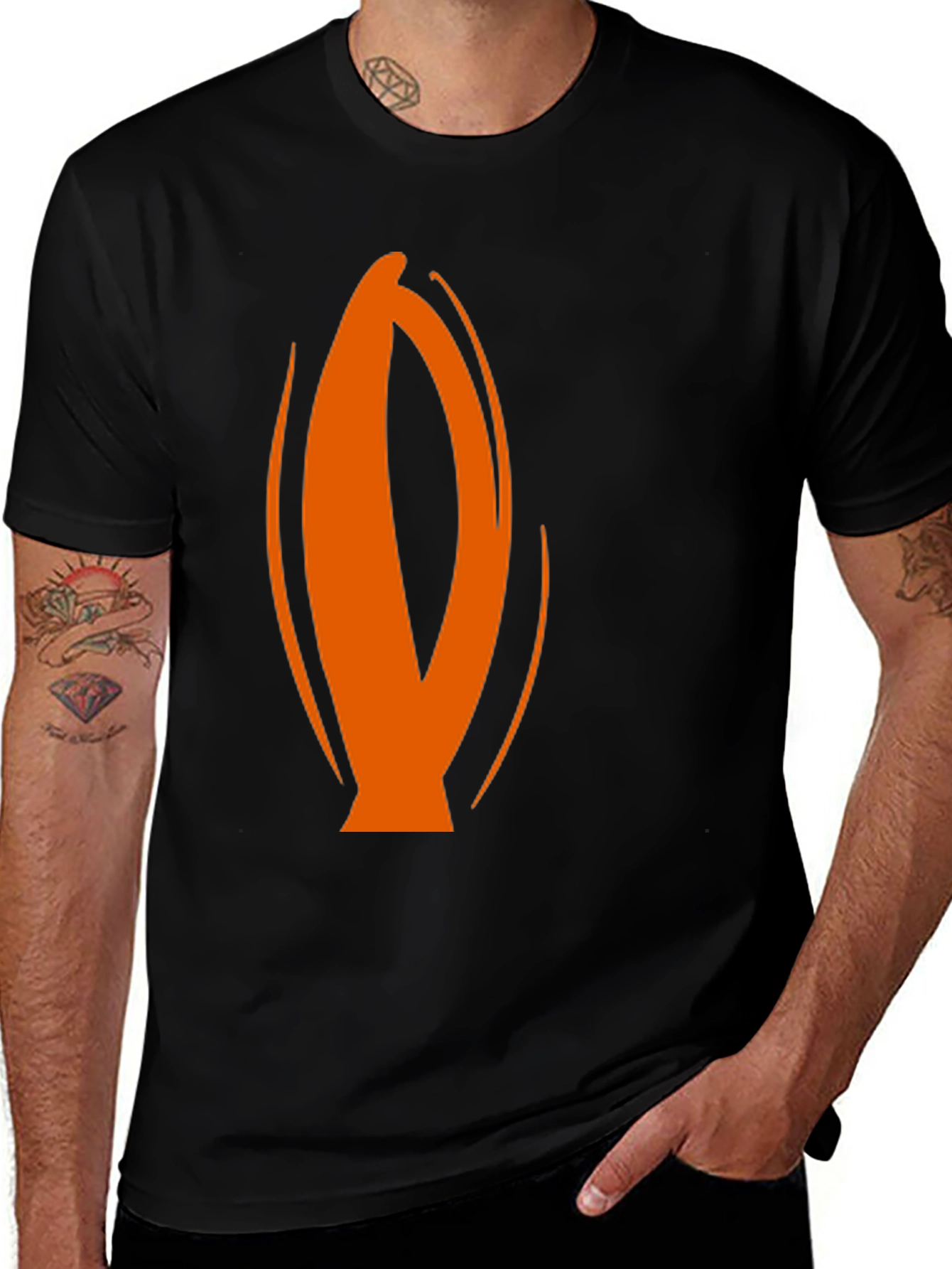 Variant 25 of Abstract Orange Oval Graphic Black T-Shirt