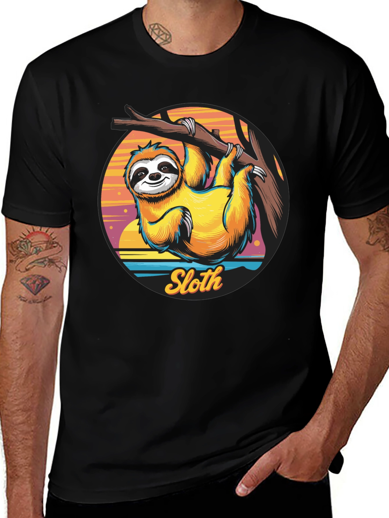 Black Sloth Graphic T-Shirt - Hang Loose Style main image