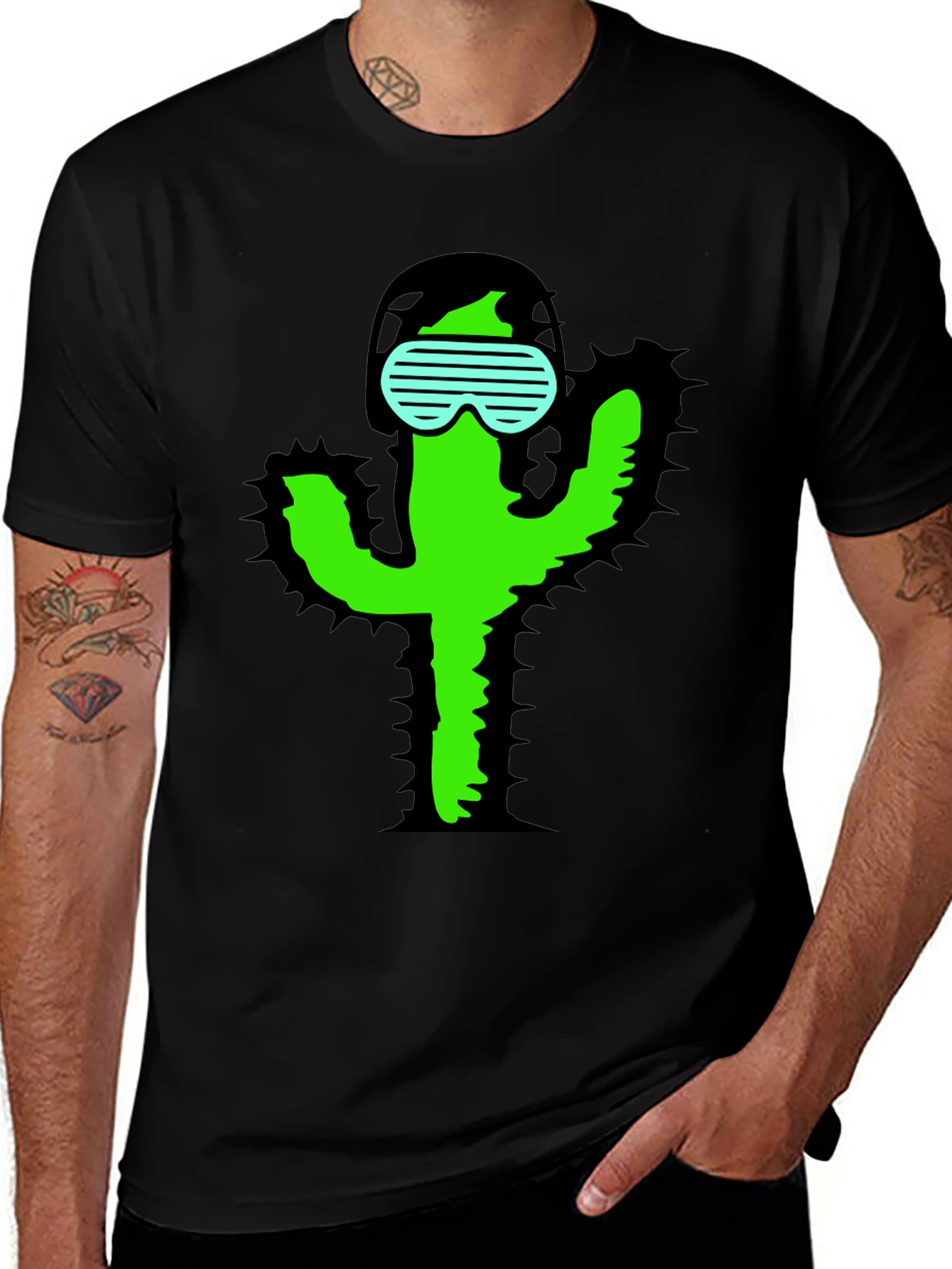Variant 25 of Cool Cactus T-Shirt - Black