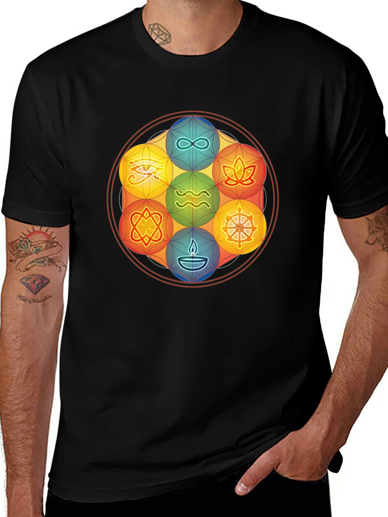 Variant 9 of Symbolic Mandala Graphic Tee - Stylish and Comfortable