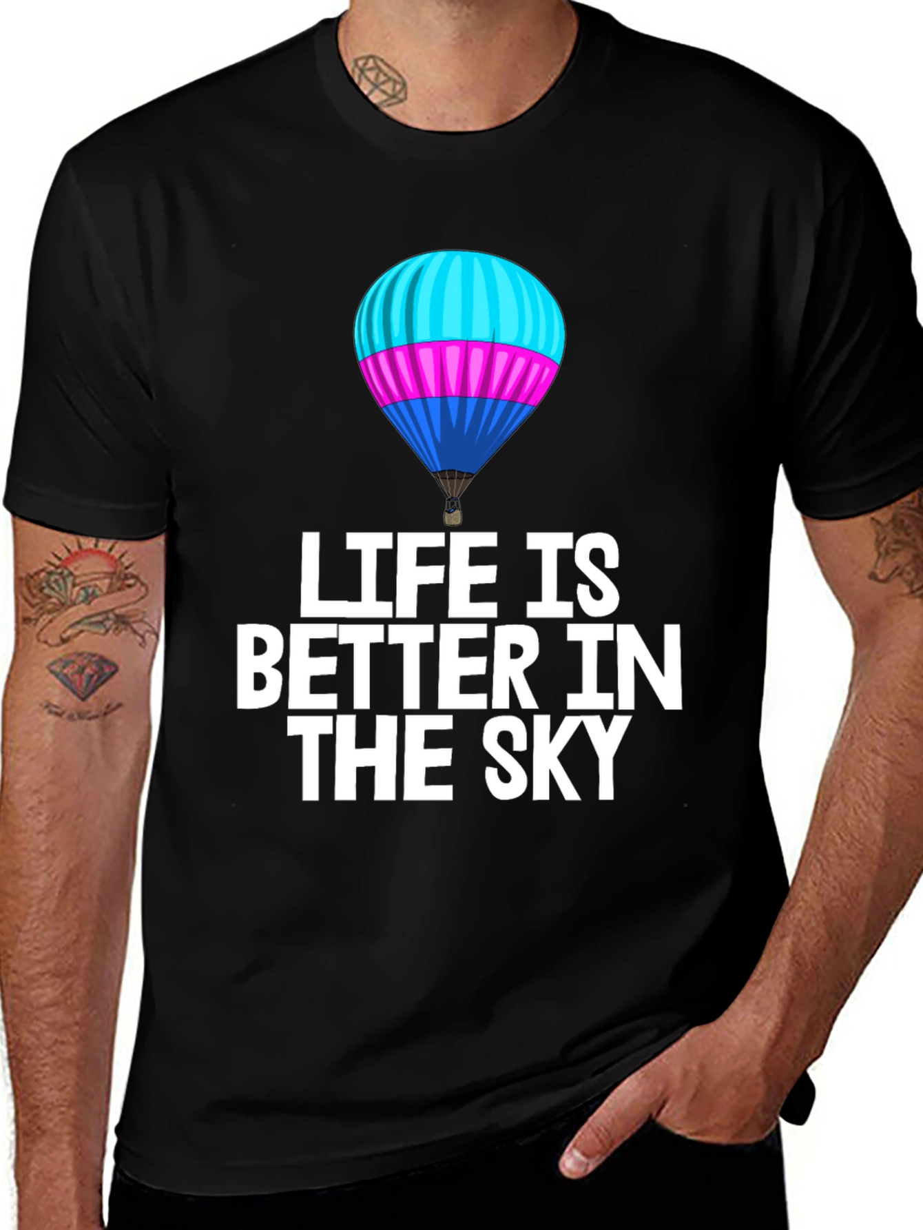 Variant 27 of Life is Better Hot Air Balloon Graphic T-Shirt