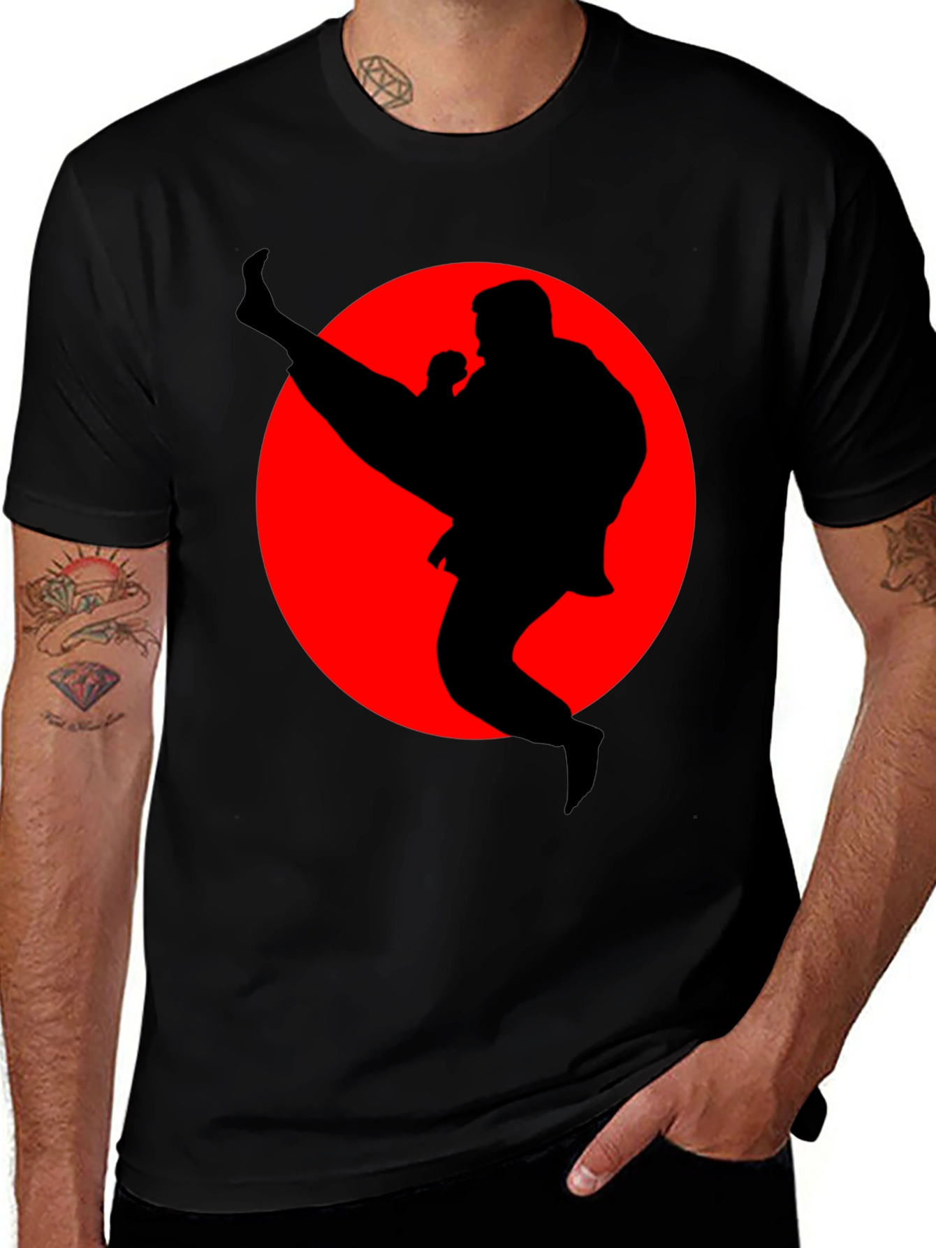 Variant 26 of Karate Kick Graphic Tee - Black Martial Arts T-Shirt