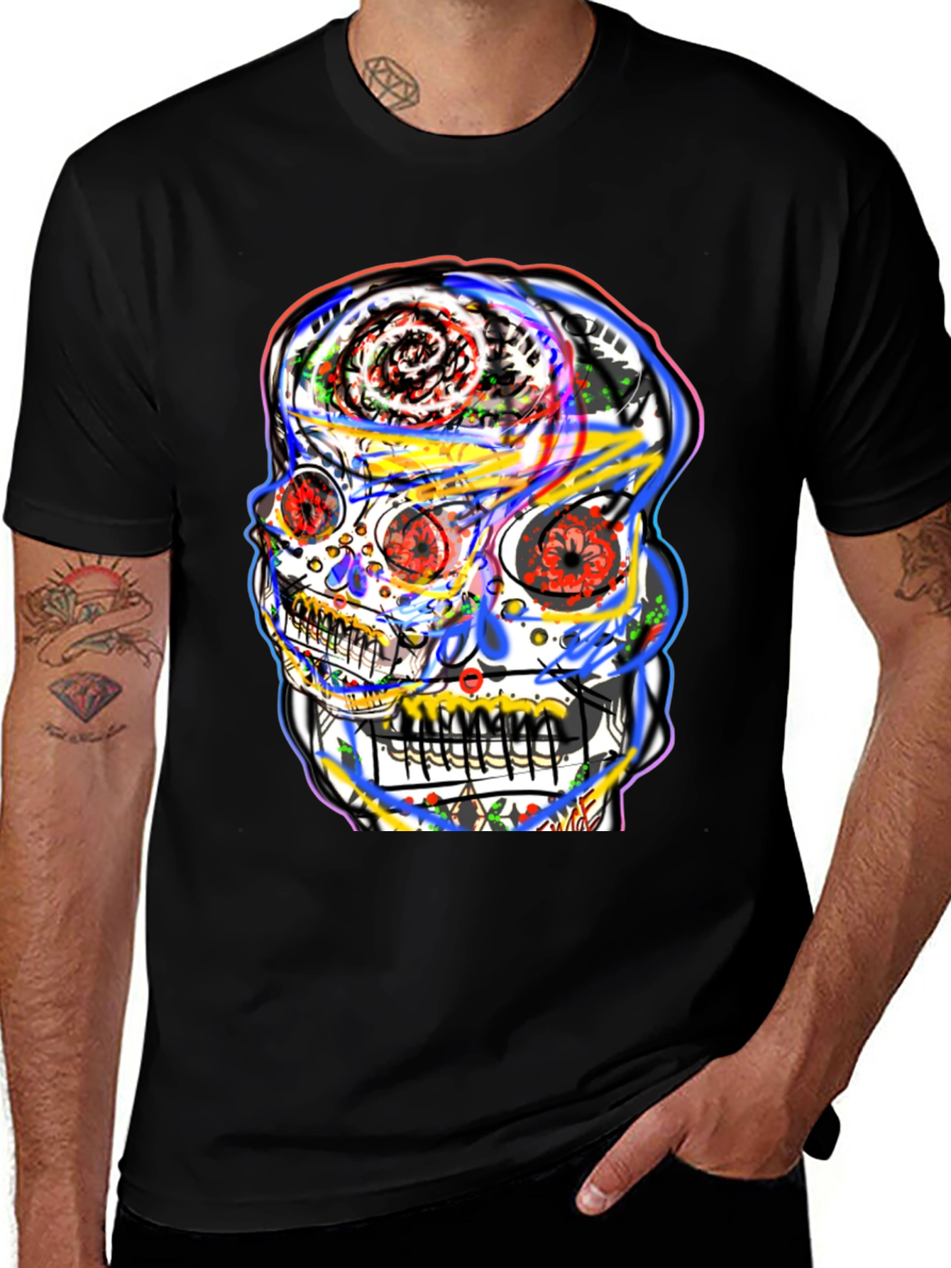 Variant 7 of Sugar Skull Graphic Tee - Day of the Dead T-Shirt