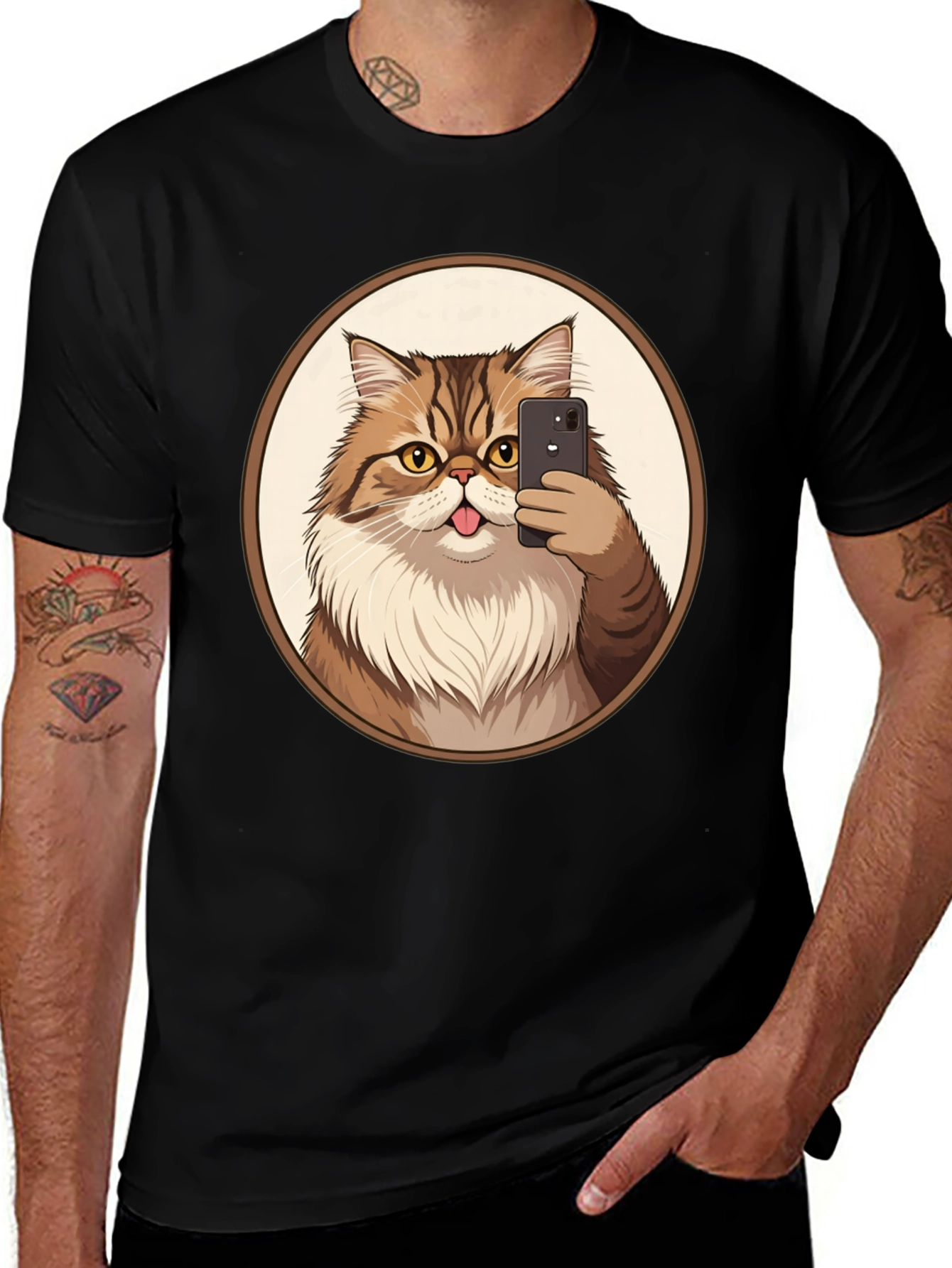 Variant 23 of Cat Selfie T-Shirt - Funny Pet Portrait Tee