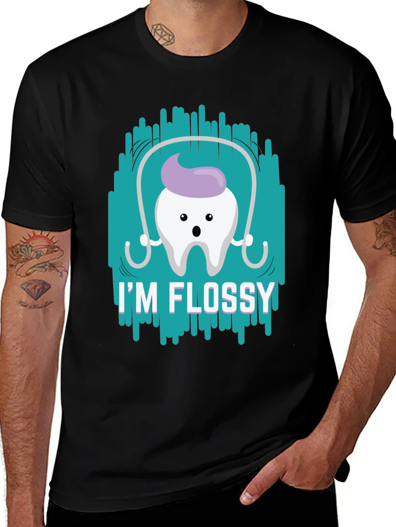 I'm Flossy Graphic Tee - Dental Hygiene T-Shirt