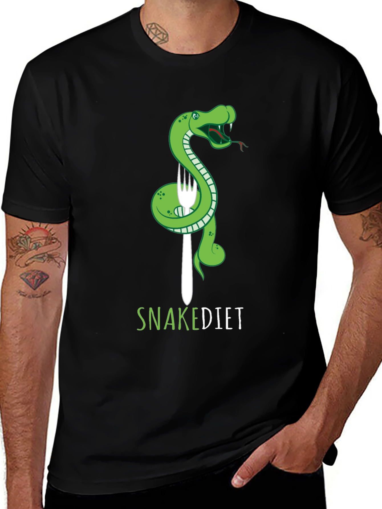 Variant 10 of Snake Diet T-Shirt - Green Reptile Graphic Tee