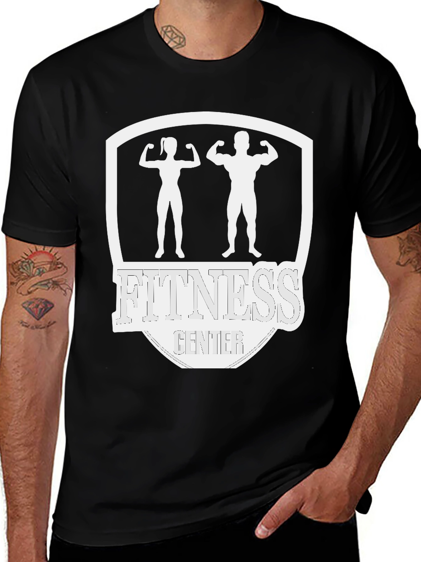 Variant 27 of Fitness Center Graphic T-Shirt - Black Cotton Tee