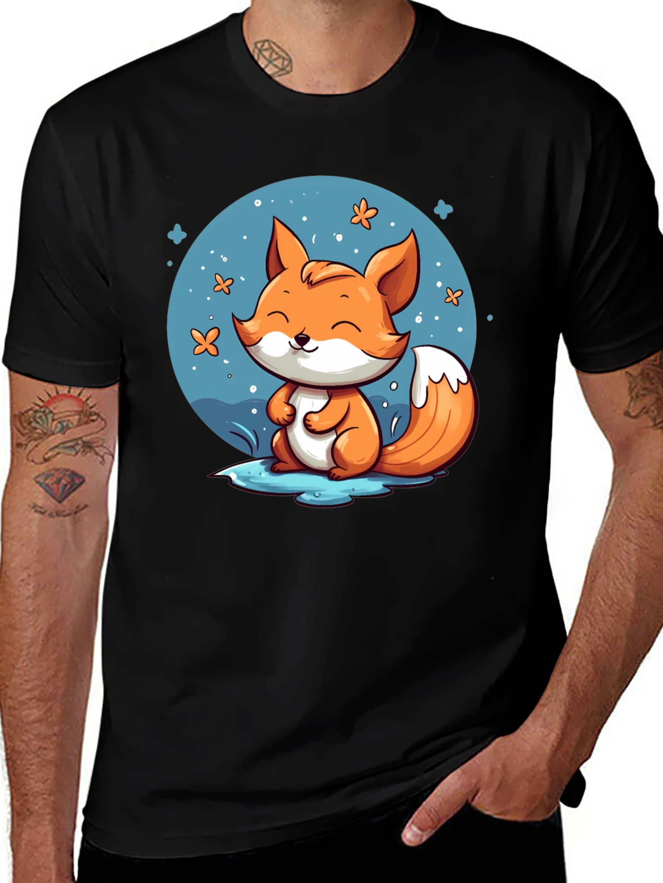 Variant 7 of Cute Fox Graphic Tee - Black