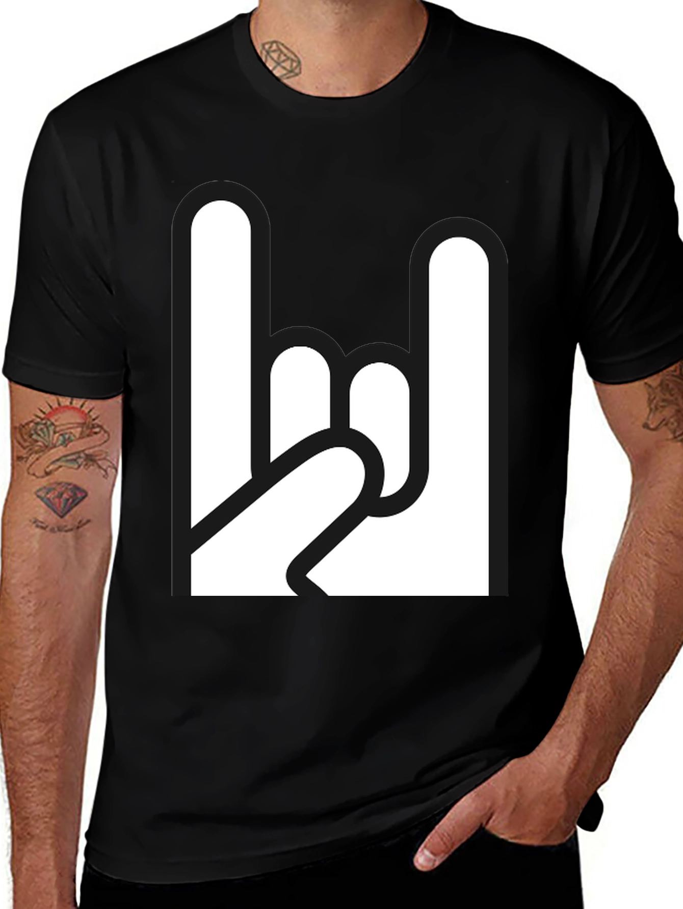 Variant 8 of Rock On Graphic Tee - Classic Black T-Shirt