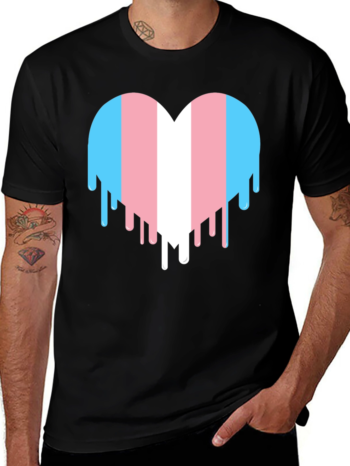 Variant 18 of Transgender Pride Heart Drip Graphic T-Shirt