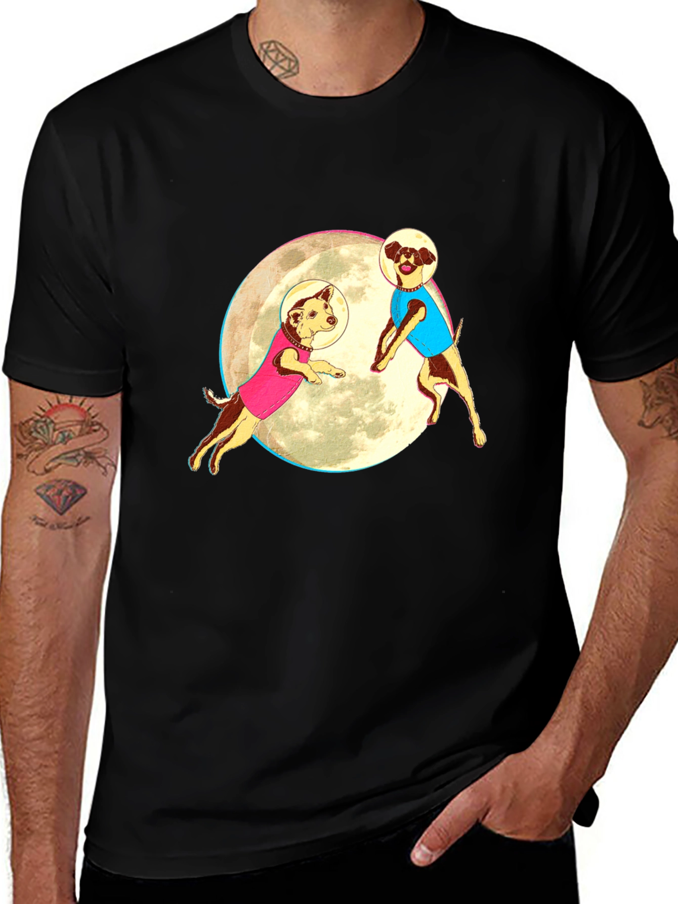 Variant 3 of Dogs in Space T-Shirt - Black