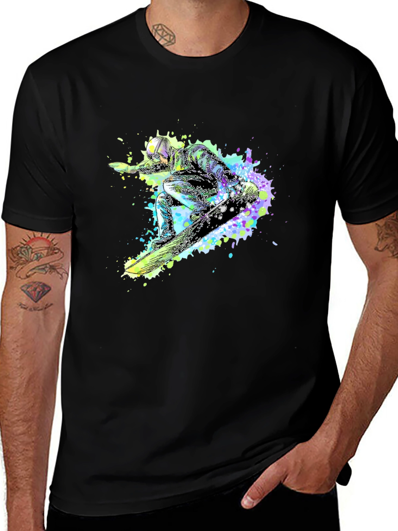 Variant 18 of Snowboard Graphic Tee - Black T-Shirt