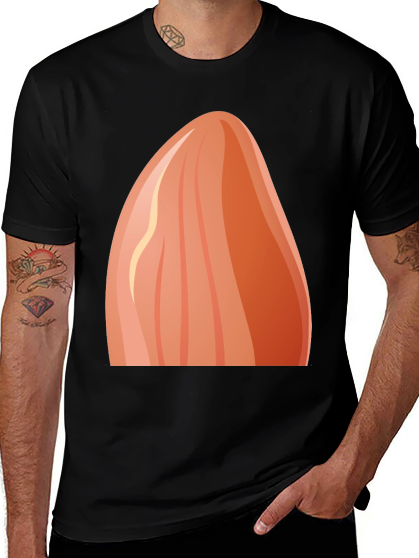 Variant 11 of Novelty Almond Graphic Black T-Shirt